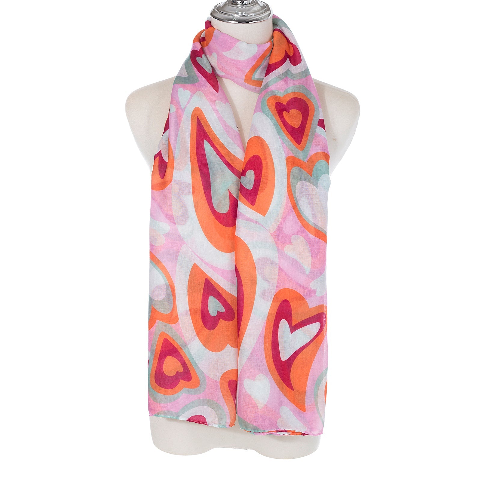 Pink/Grey Heart Print Scarf - SC1720