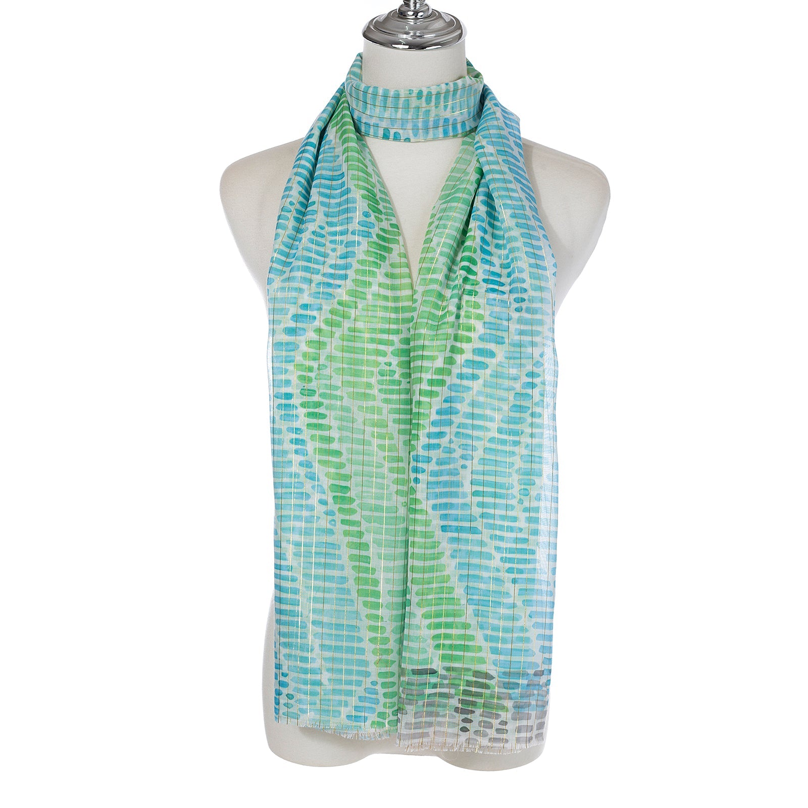 Aqua Stripe Print Scarf - SC1745