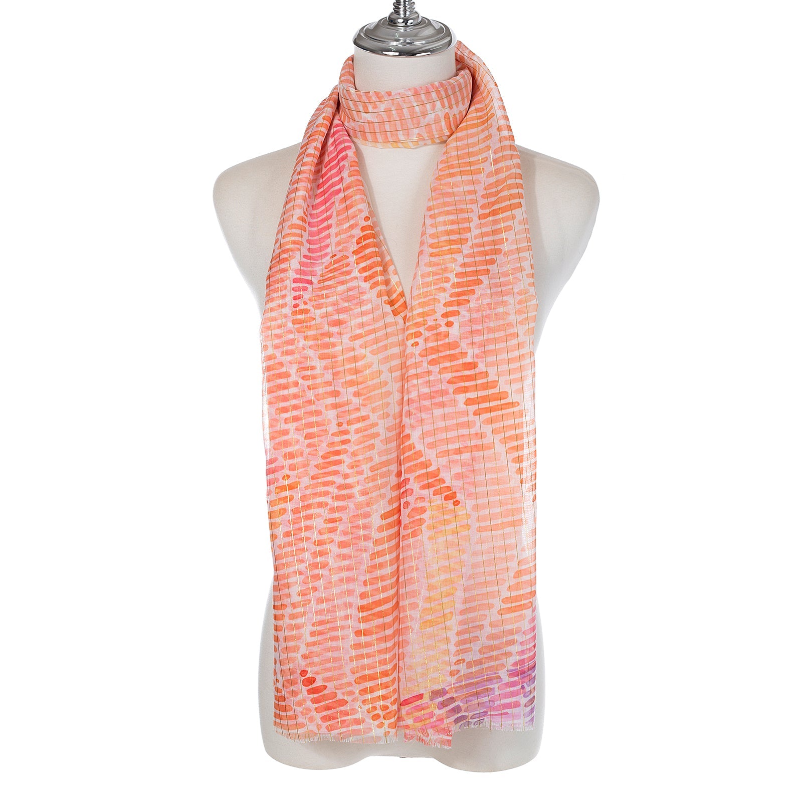 Orange Stripe Print Scarf - SC1745