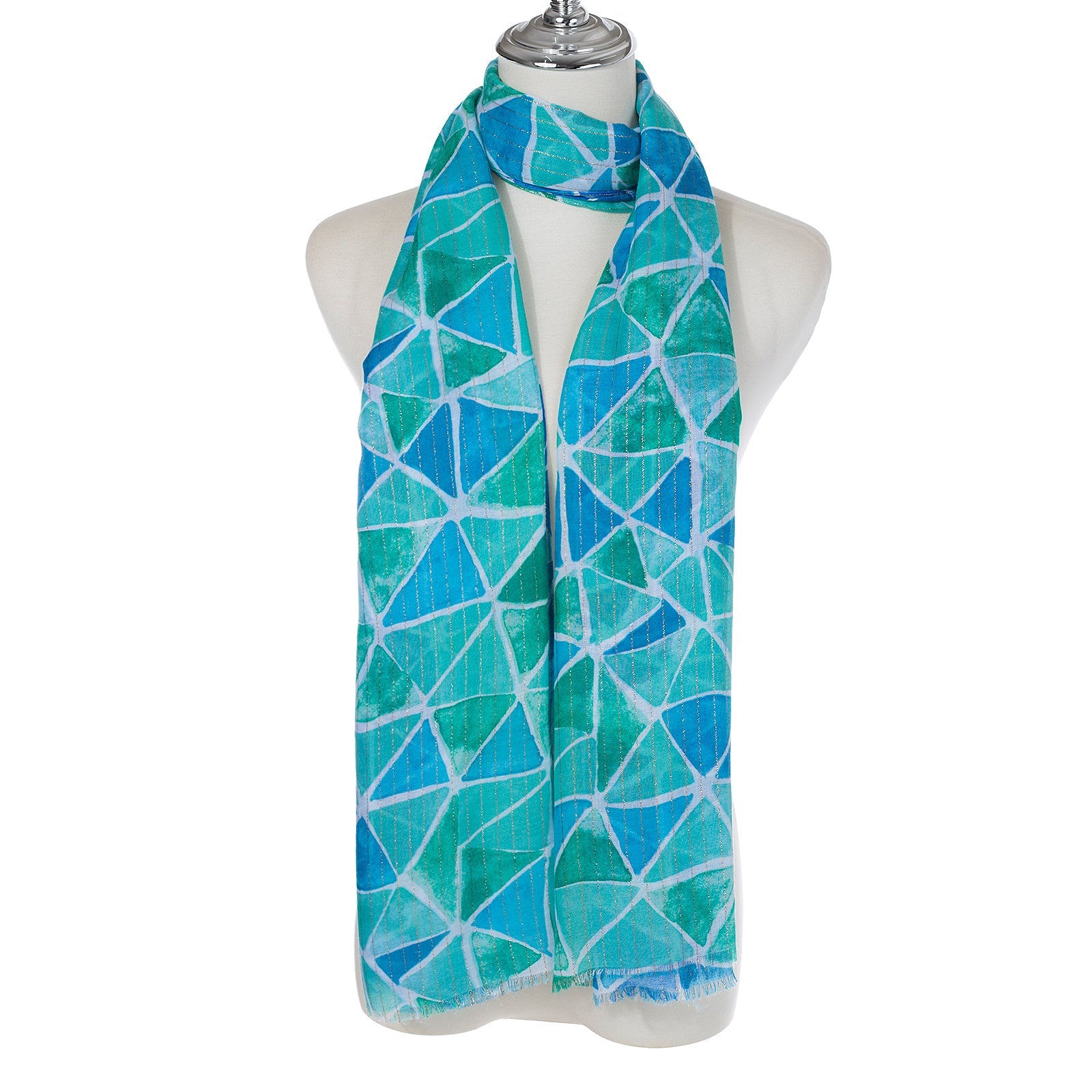 Blue Block Print Scarf - SC1748