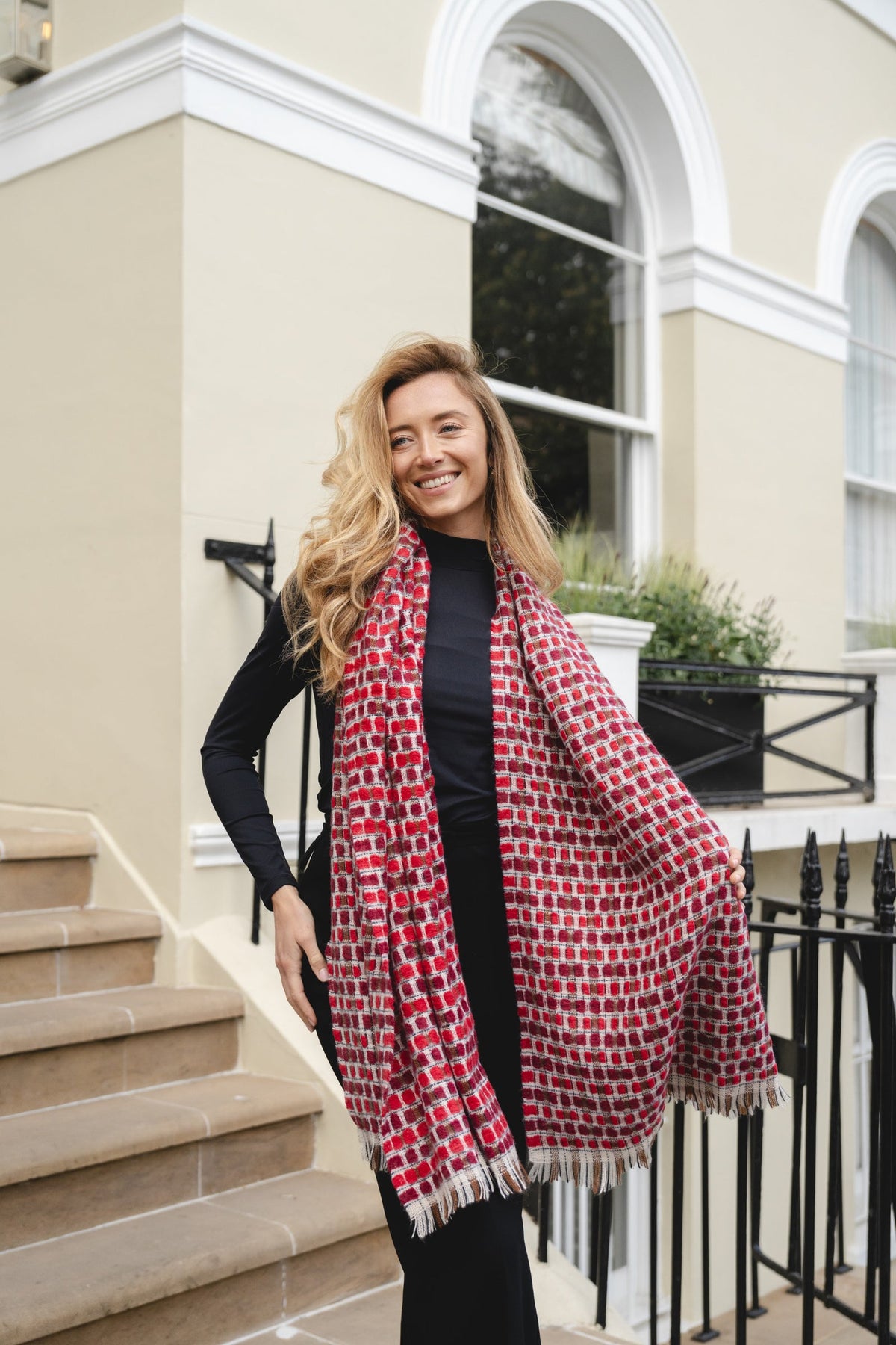 Red Check Scarf - SC2096