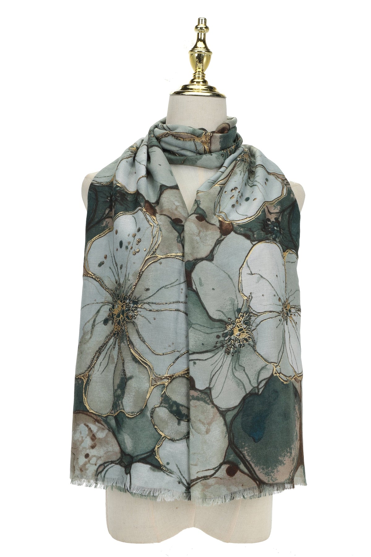 Teal Floral Scarf - SC2100