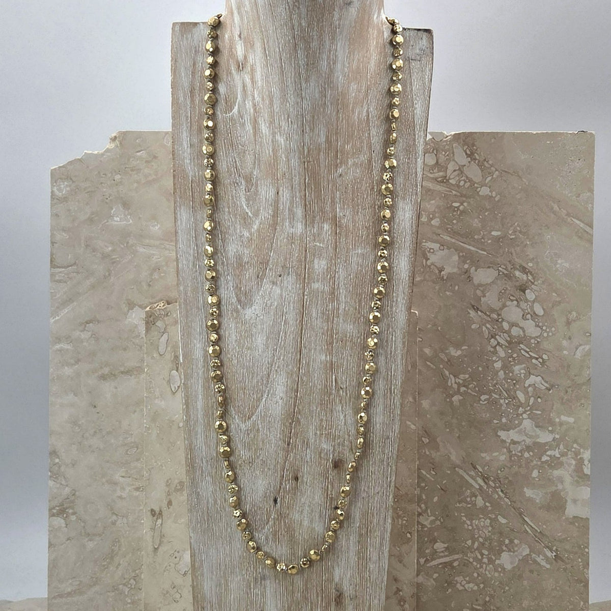 Worn Gold Beaded Necklace - ST670N