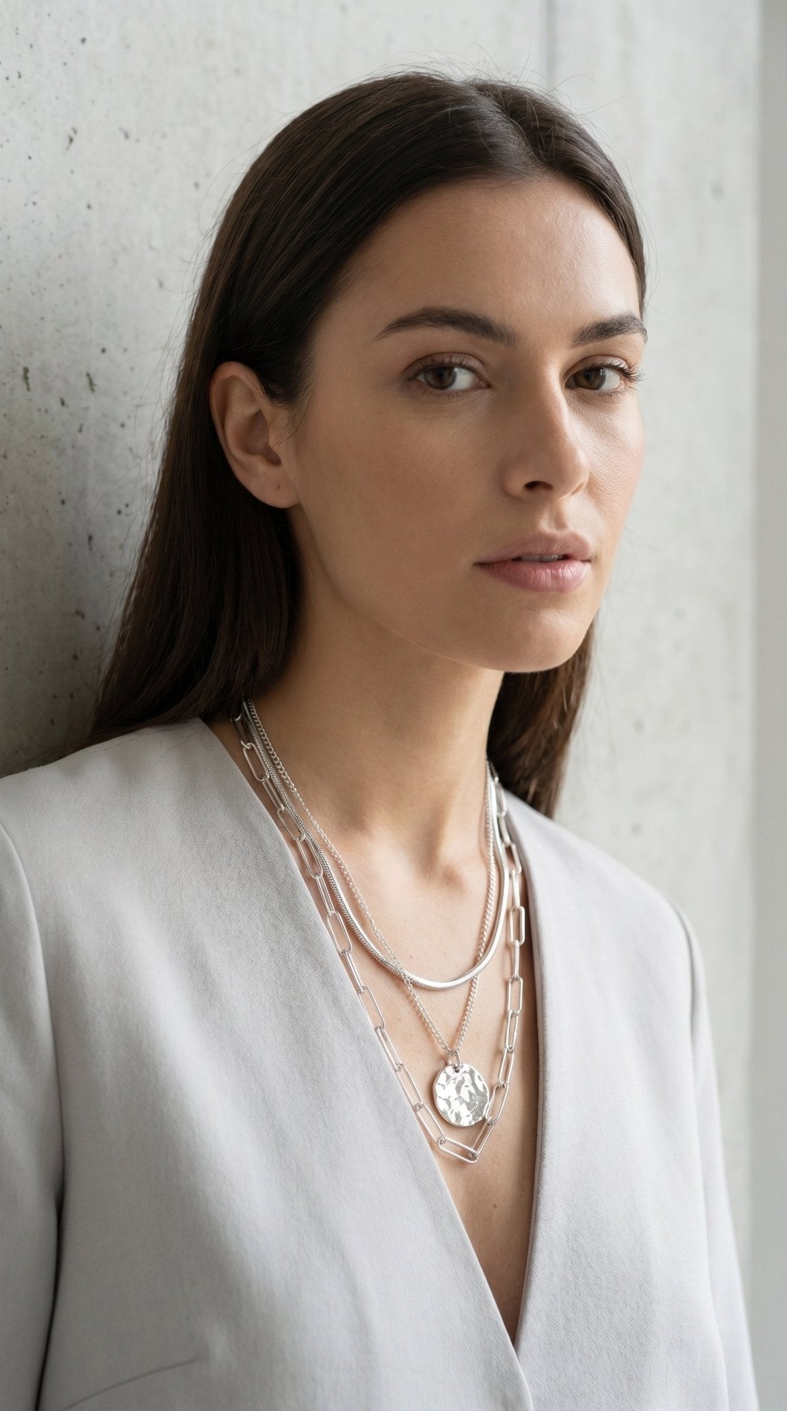Silver Triple Layer Necklace - 505