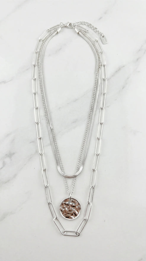 Silver Triple Layer Necklace - 505