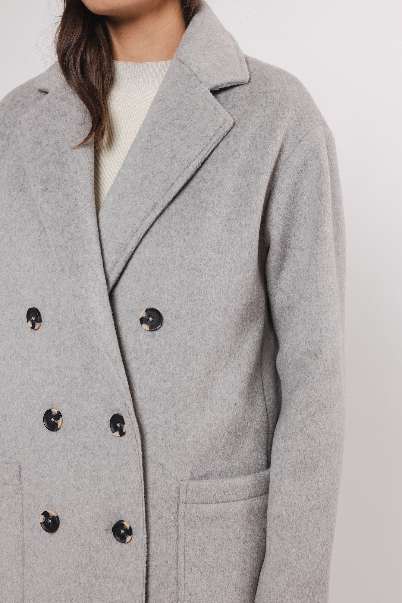 Teuni Light Grey Long Coat