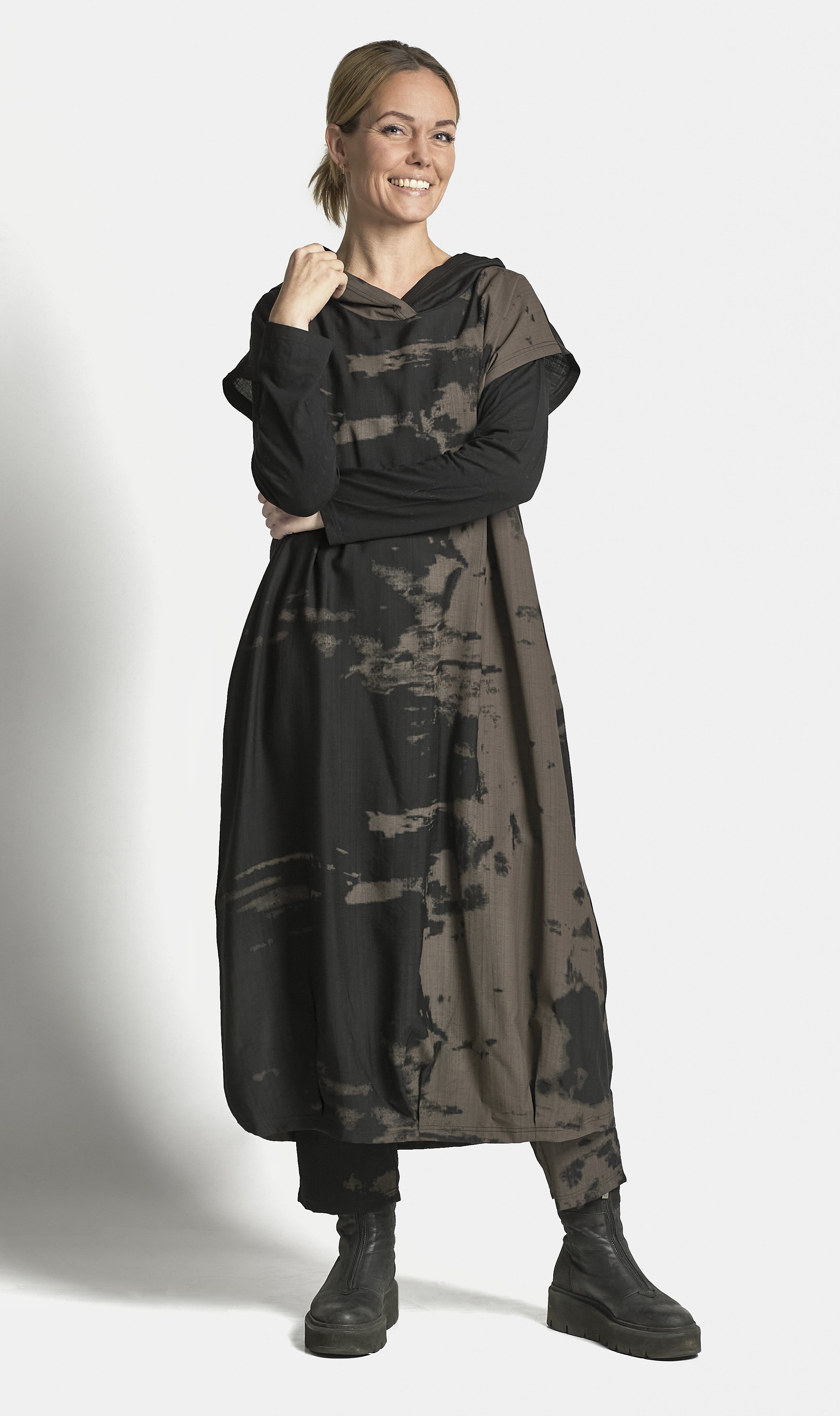 Black & Brown Print Dress - 5040