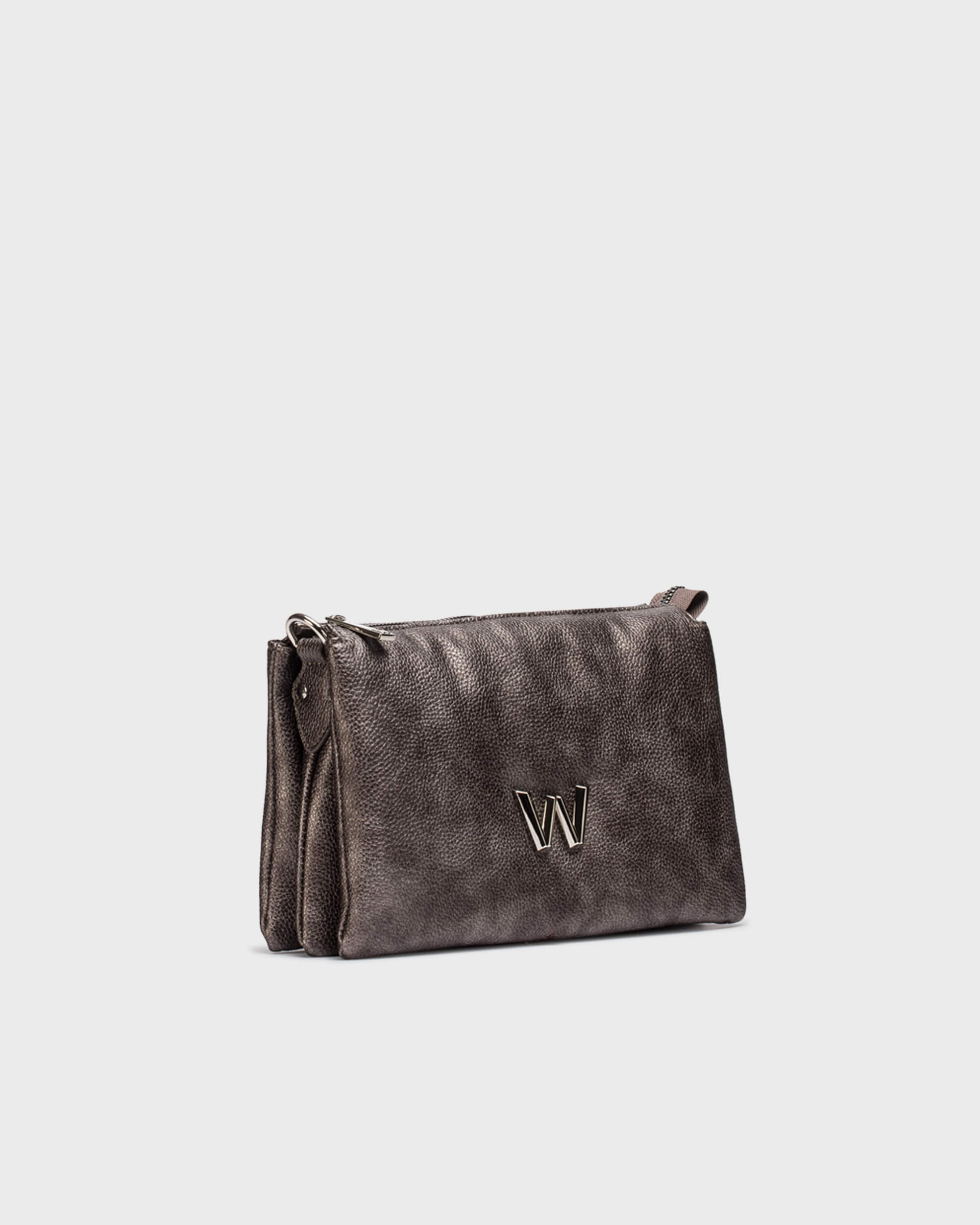Grey Faux Leather Cross Body Bag - WB-52007