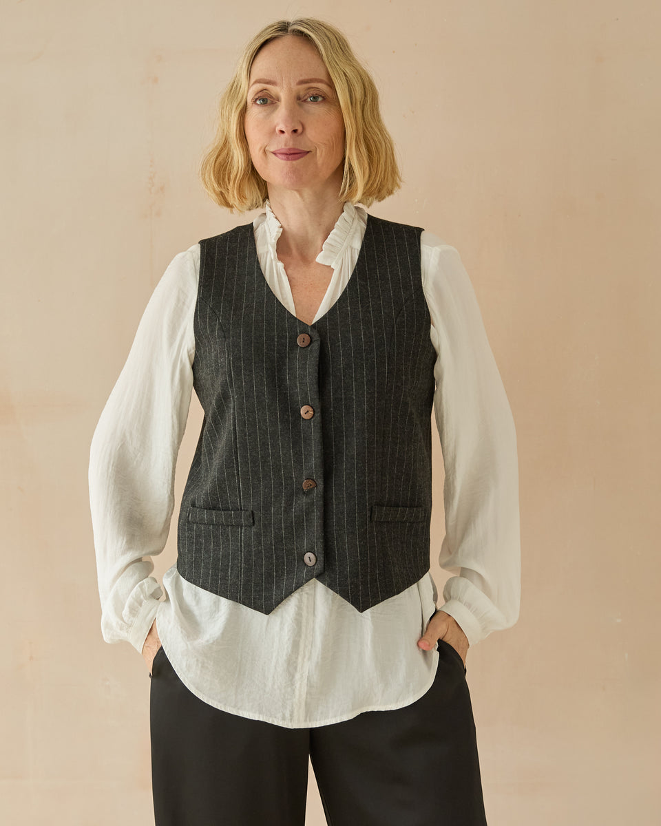 Wendy Dark Charcoal Pinstripe Waistcoat