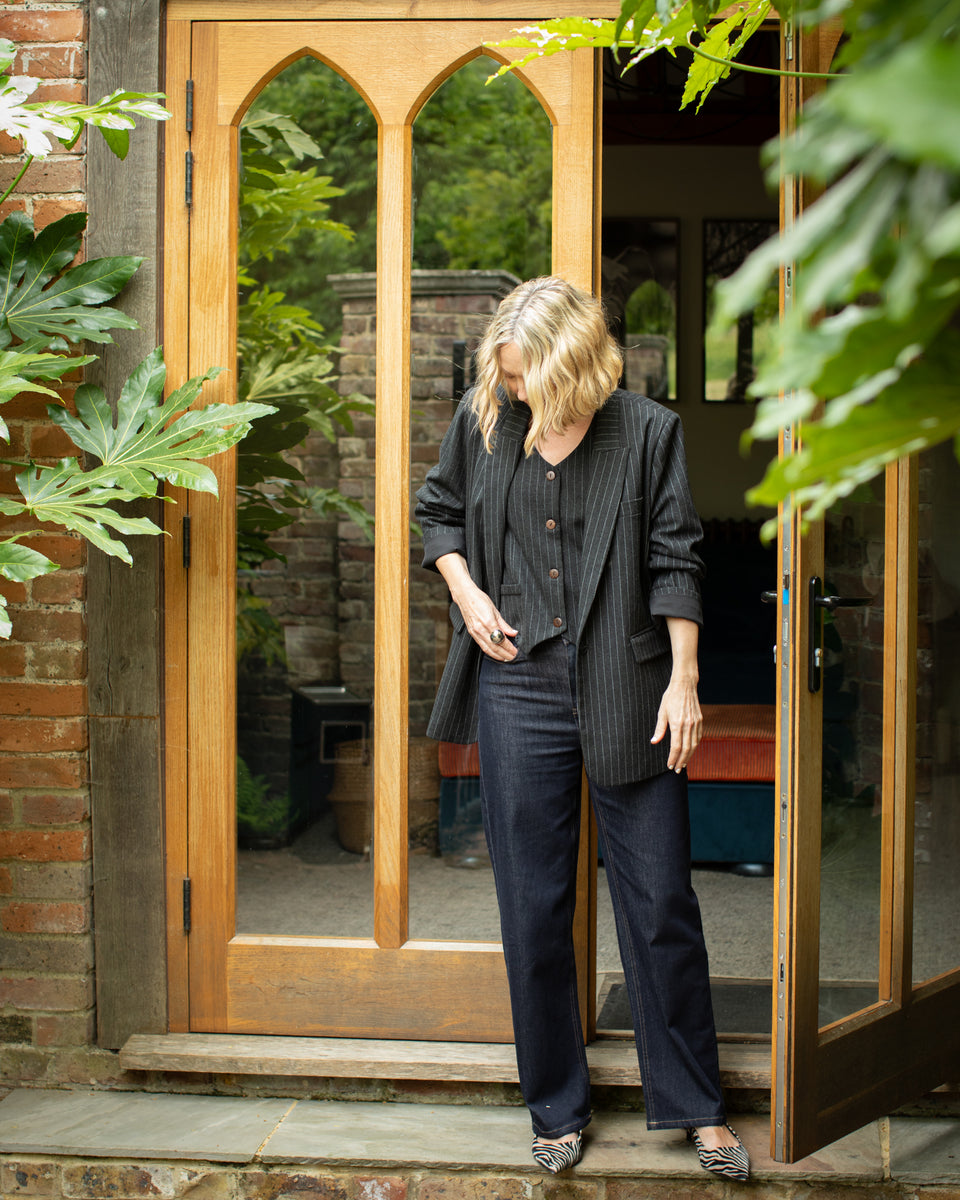 Wendy Dark Charcoal Pinstripe Waistcoat