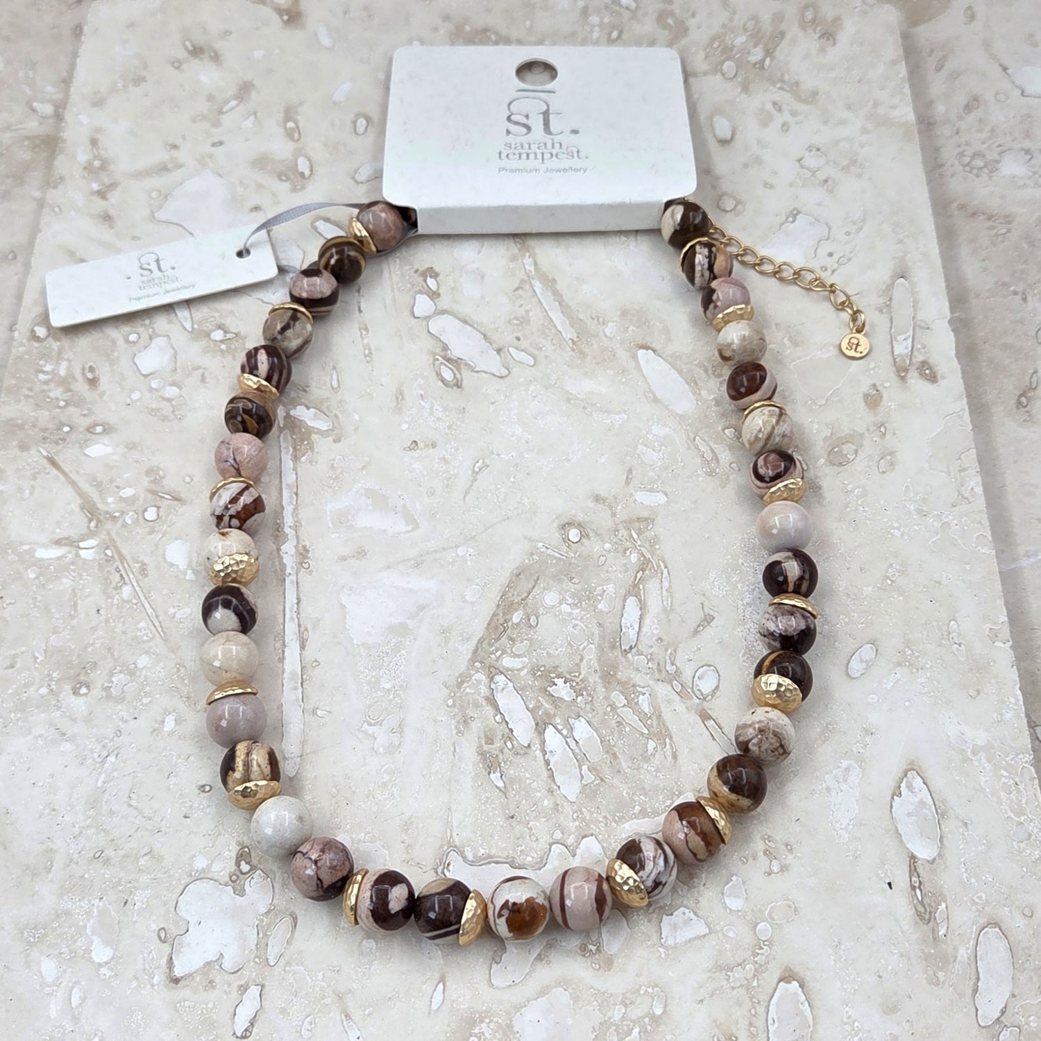 Brown Jasper Beaded Necklace - 142N