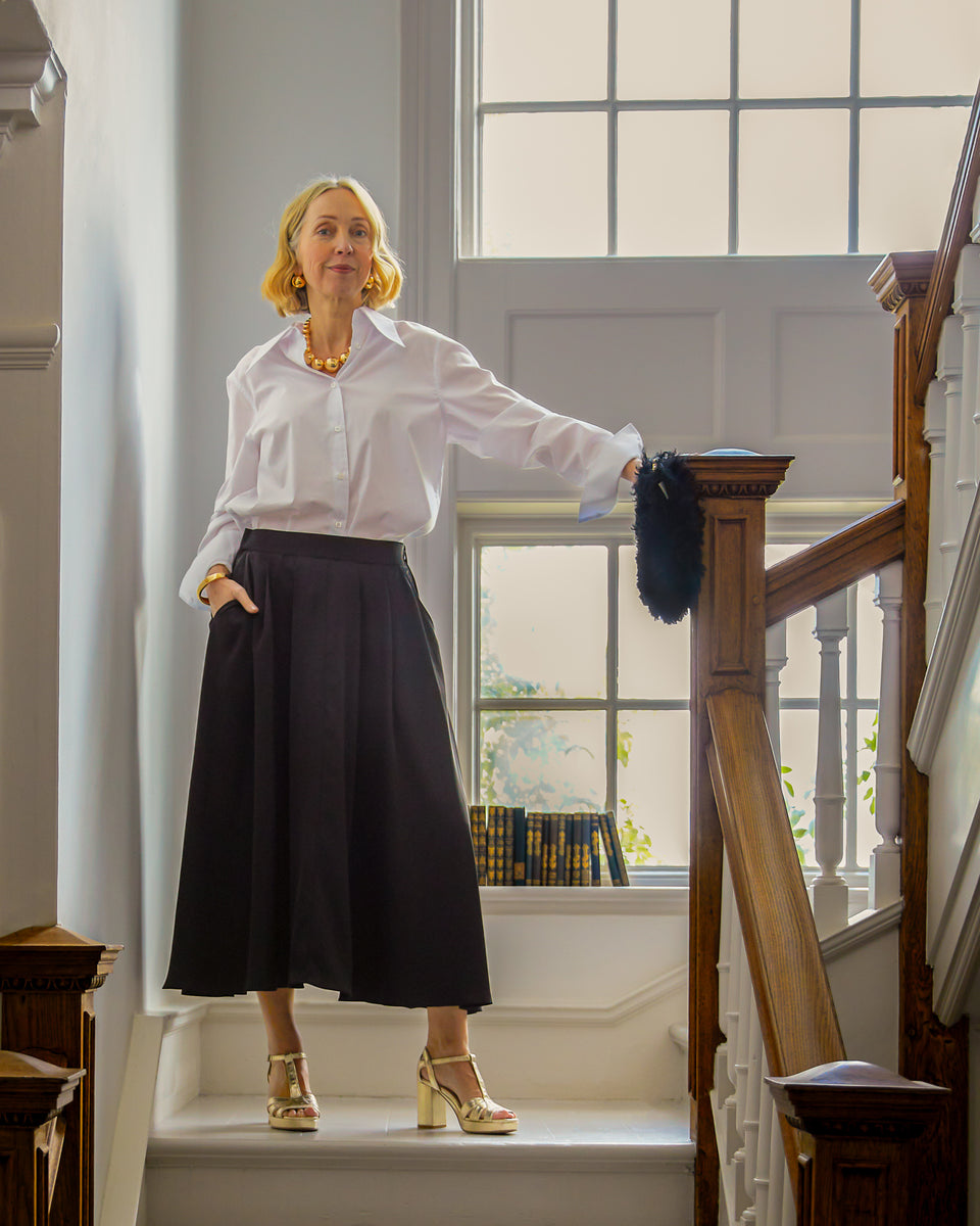 Audrey Black Satin Skirt