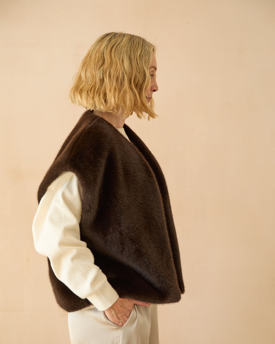 Claire Rich Cocoa Faux Fur Gilet