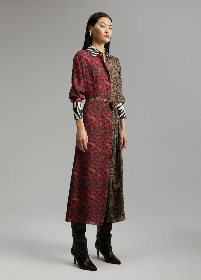 Animal Print Shirt Dress 16005.336