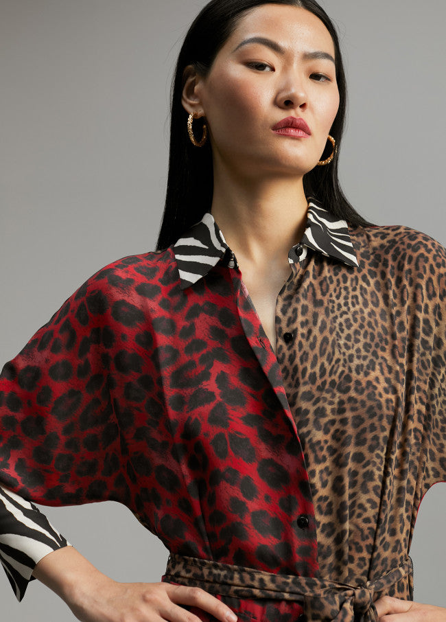 Animal Print Shirt Dress 16005.336