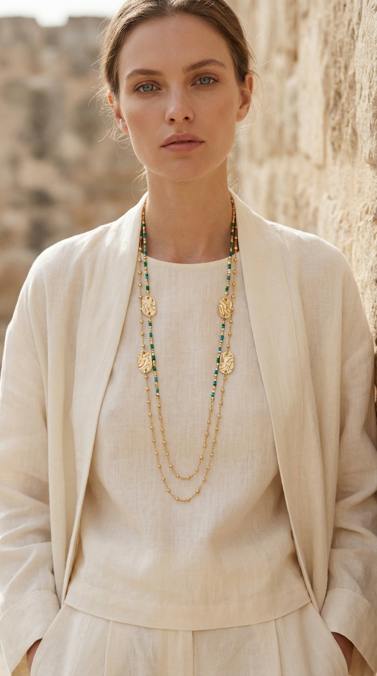 Gold Multi Layer Necklace - 4338