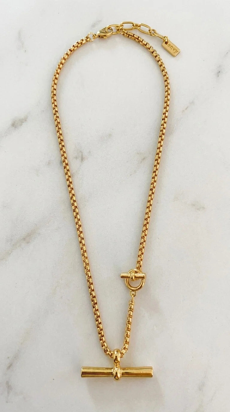 Gold T-Bar Necklace - 4816