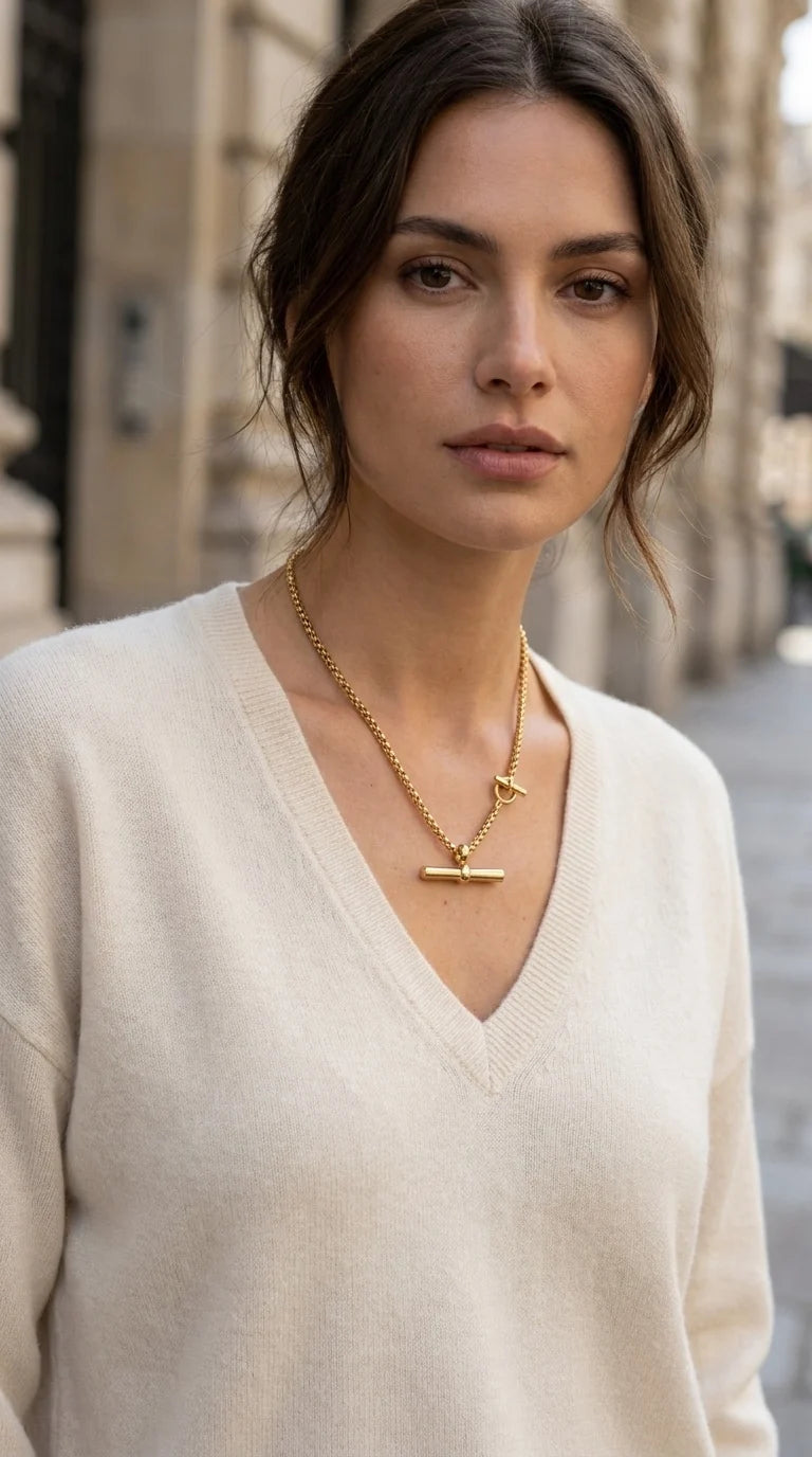 Gold T-Bar Necklace - 4816
