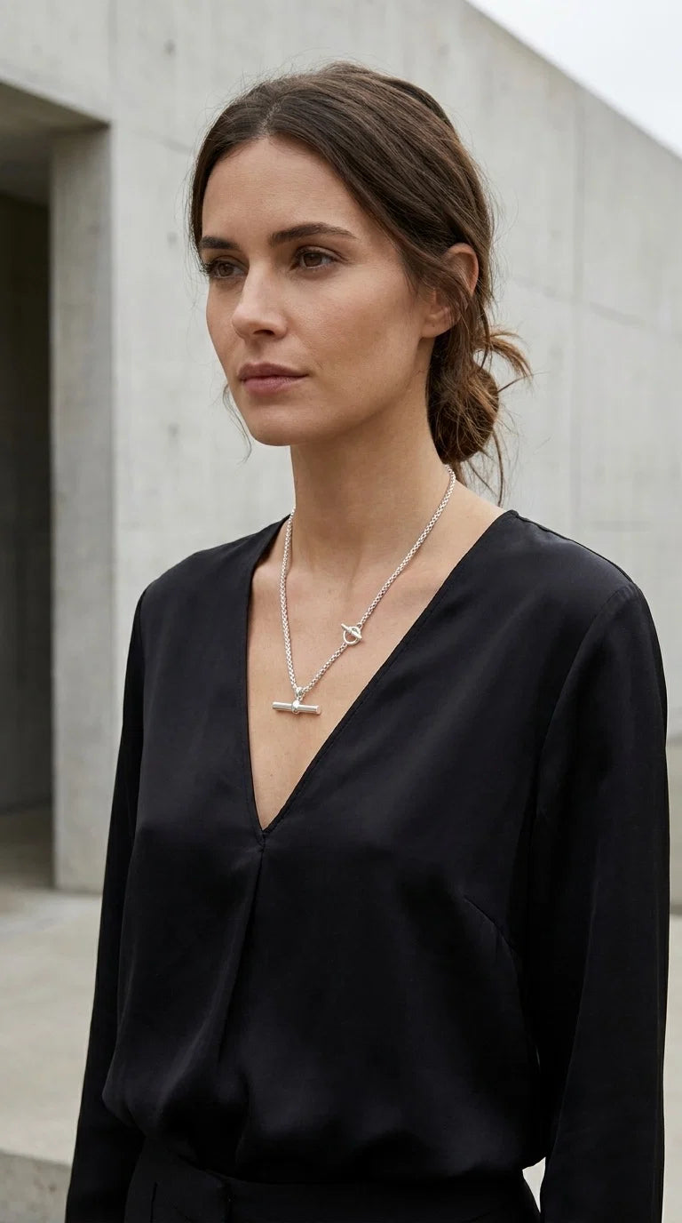 Silver T-Bar Necklace - 4816