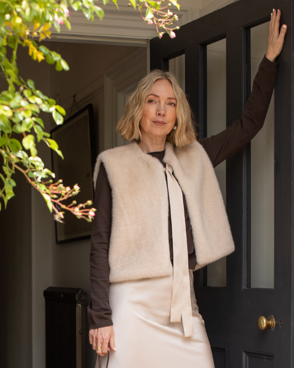 Felicity Bone White Faux Fur Gilet