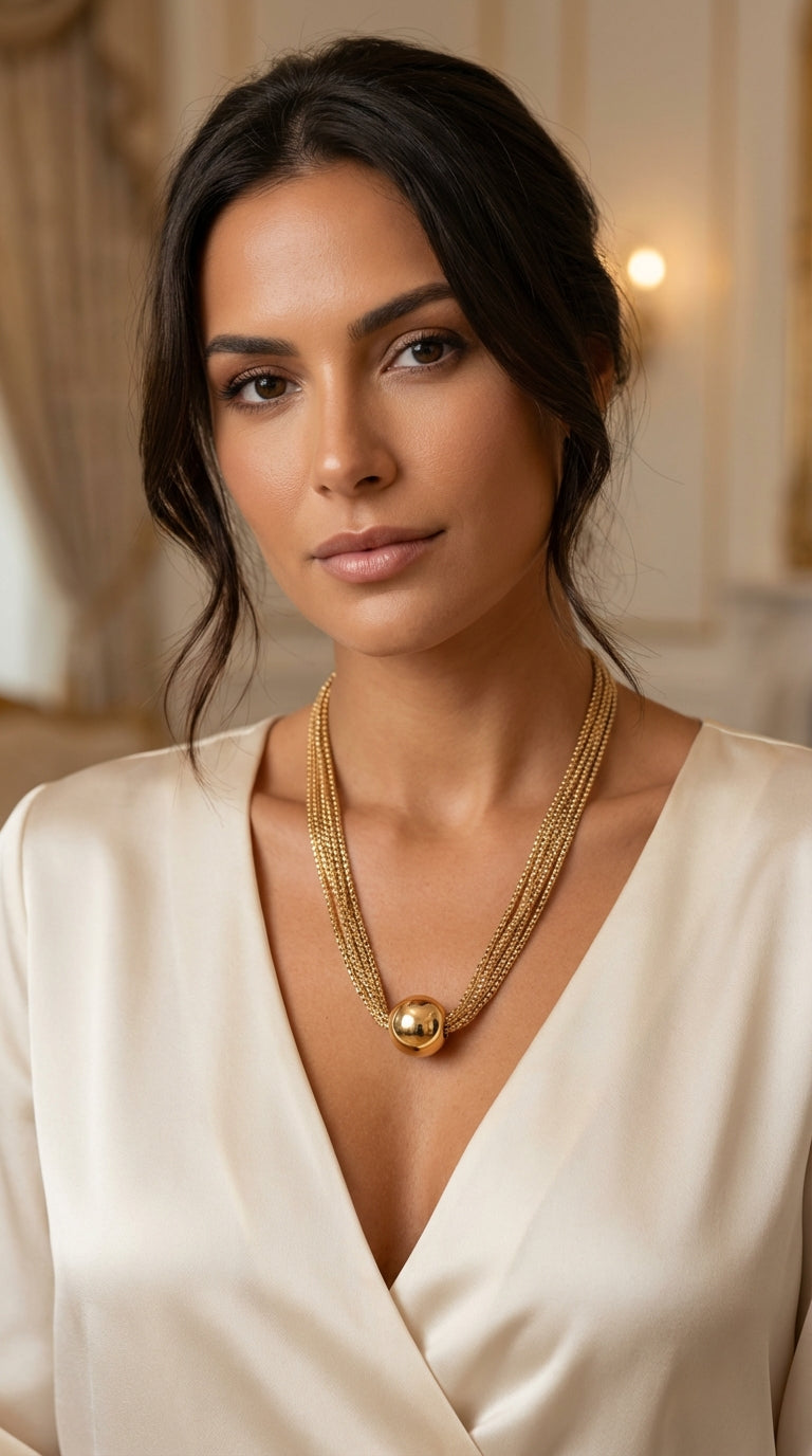 Gold Ball Necklace - 4381