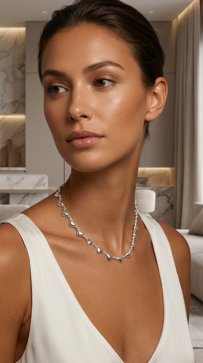 Short Silver Heart Chain - 4510