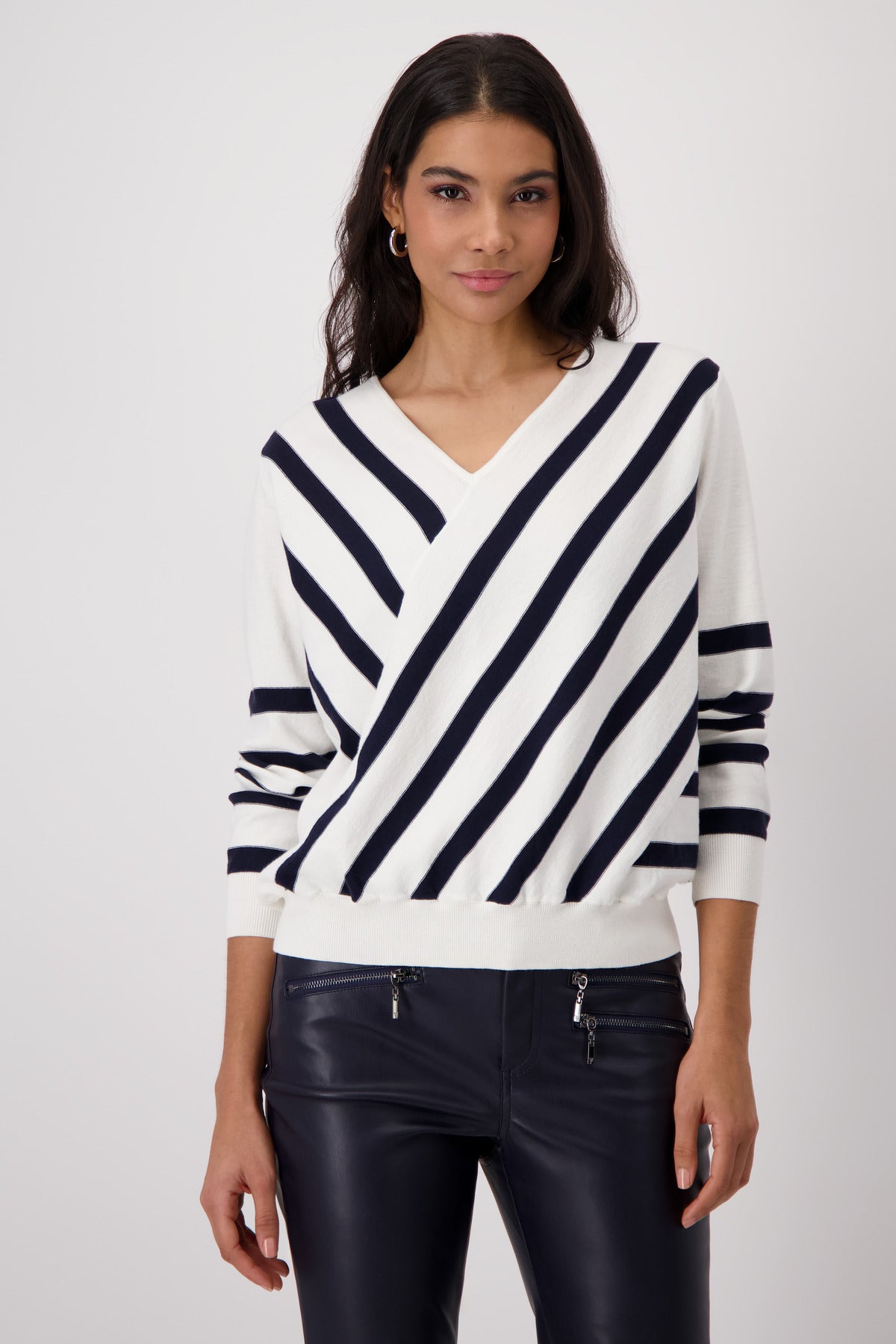 Off White Mix Stripe Sweater - 409329