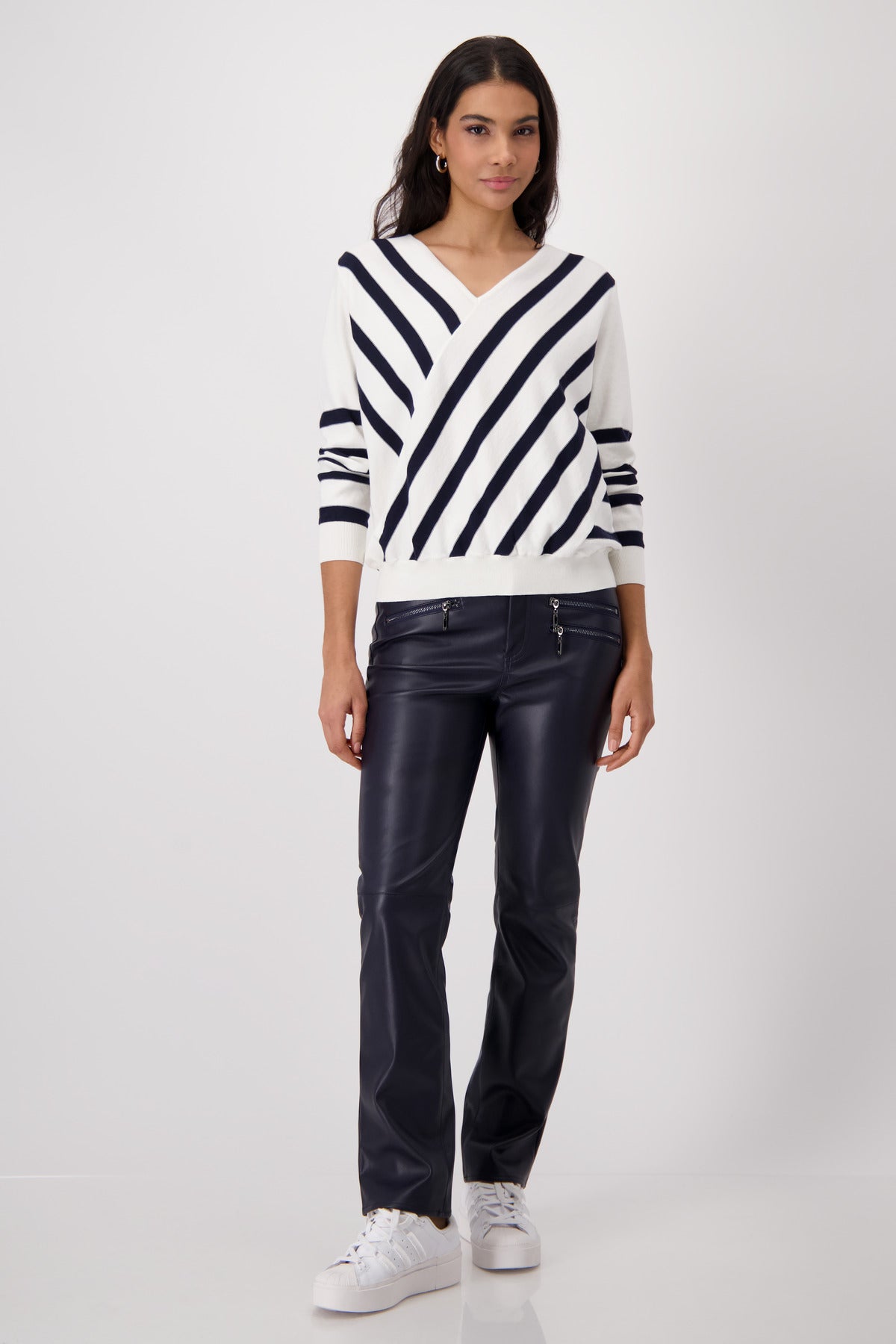 Off White Mix Stripe Sweater - 409329