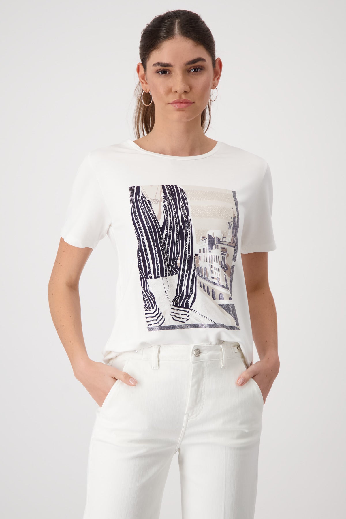 Off White Biarritz Print Top - 409331