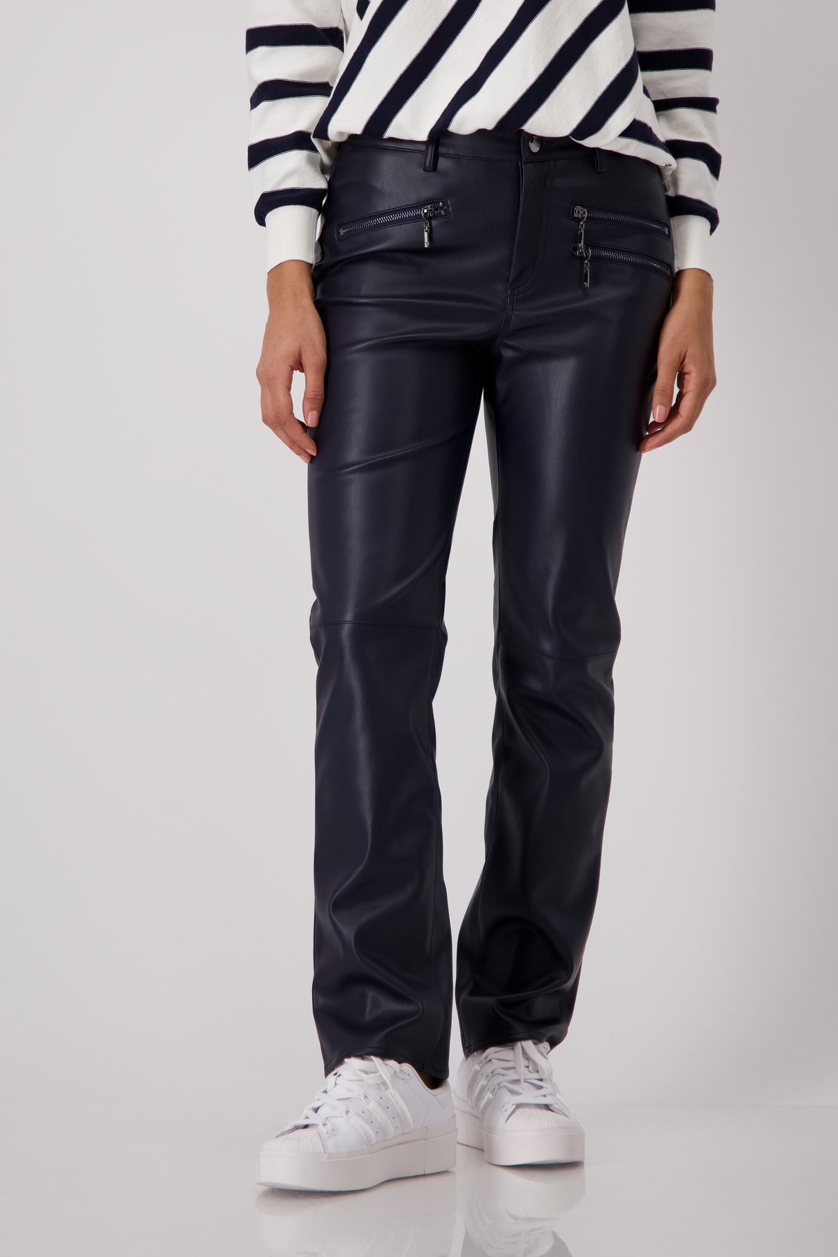 Deep Ocean Faux Leather Pants - 409040