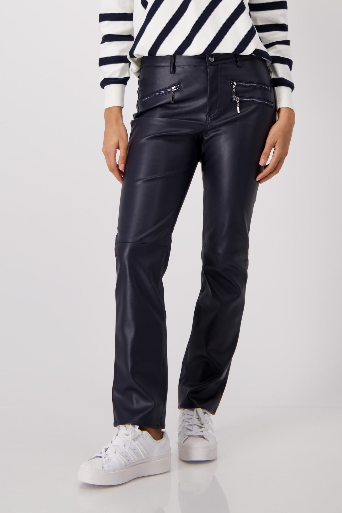 Deep Ocean Faux Leather Pants - 409040