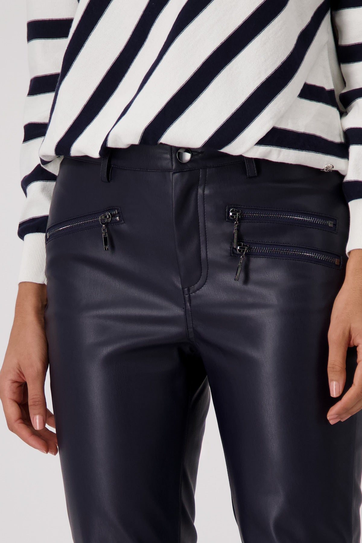 Deep Ocean Faux Leather Pants - 409040