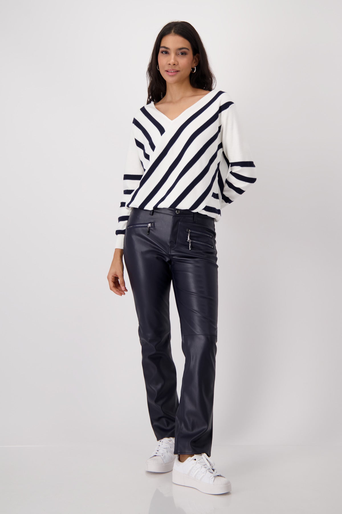 Deep Ocean Faux Leather Pants - 409040