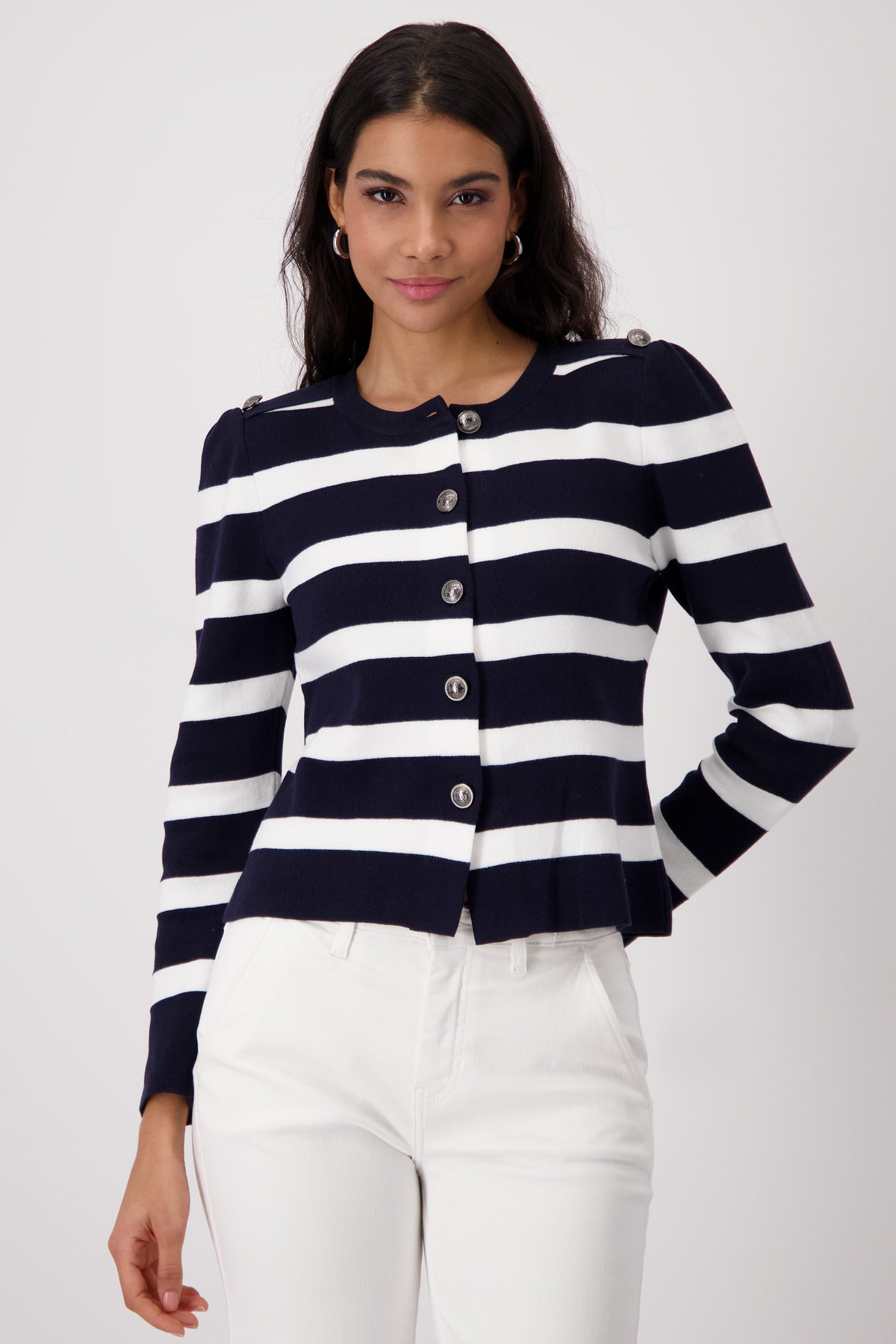 Deep Ocean Striped Knit Jacket - 409228