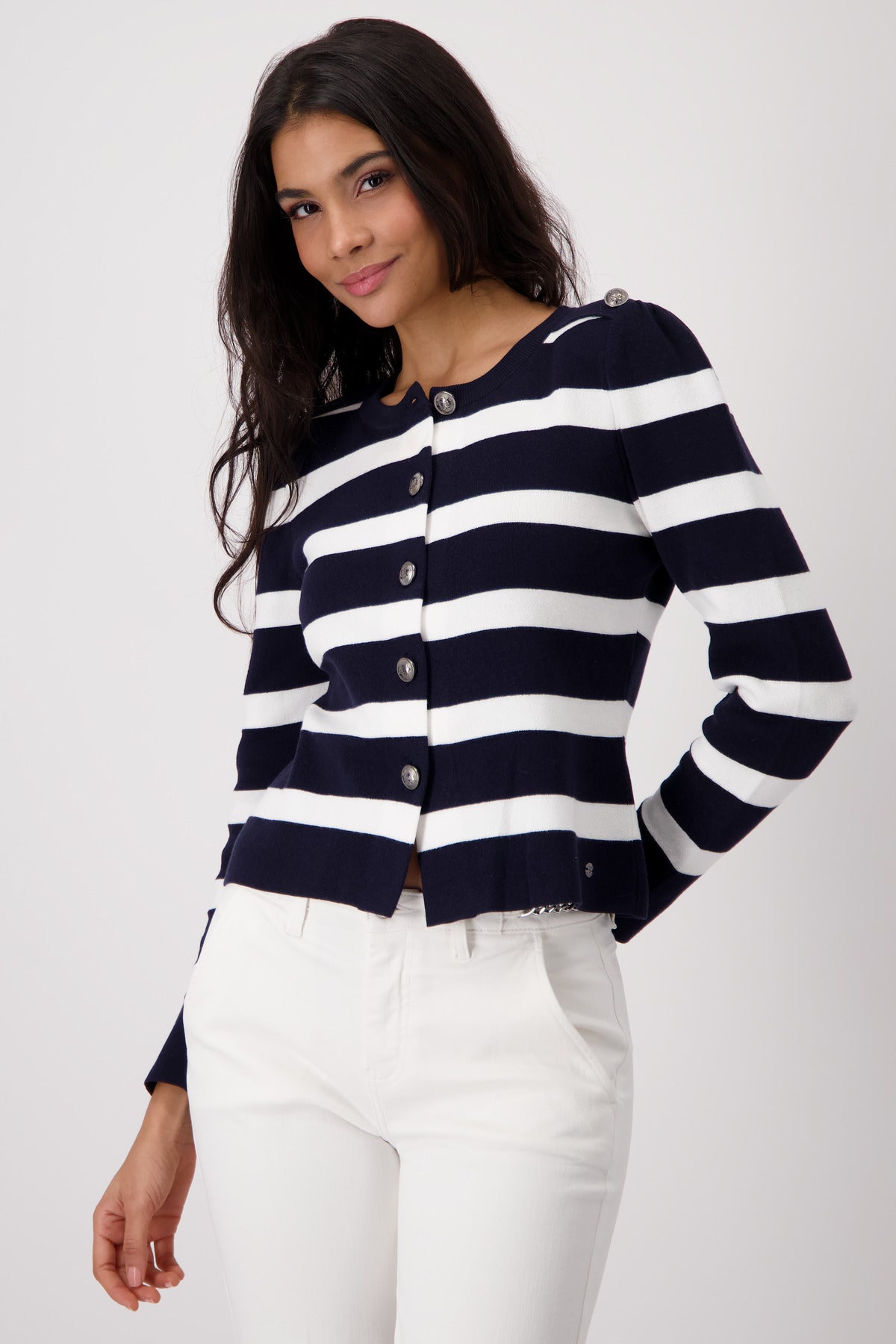 Deep Ocean Striped Knit Jacket - 409228