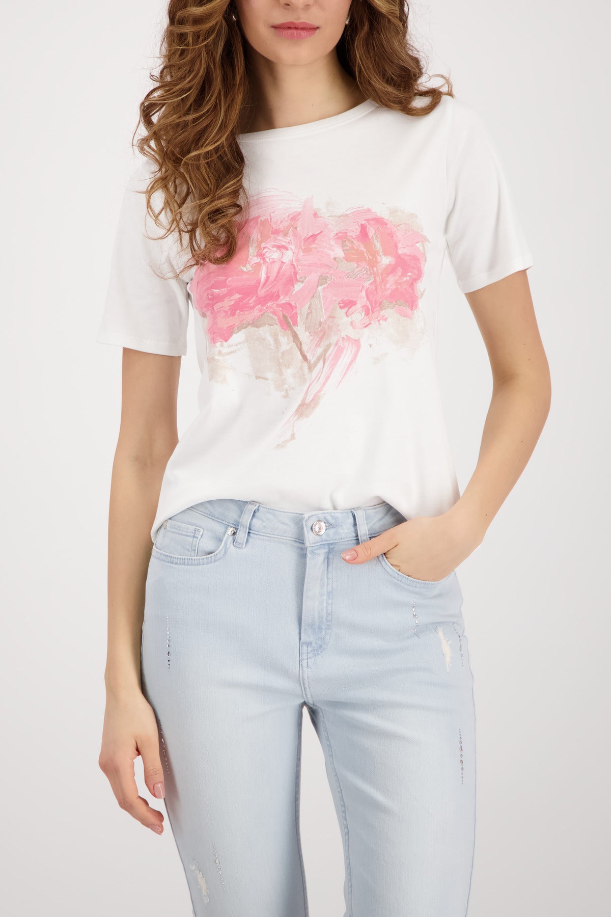 Off White Blurred Flower Top - 410135