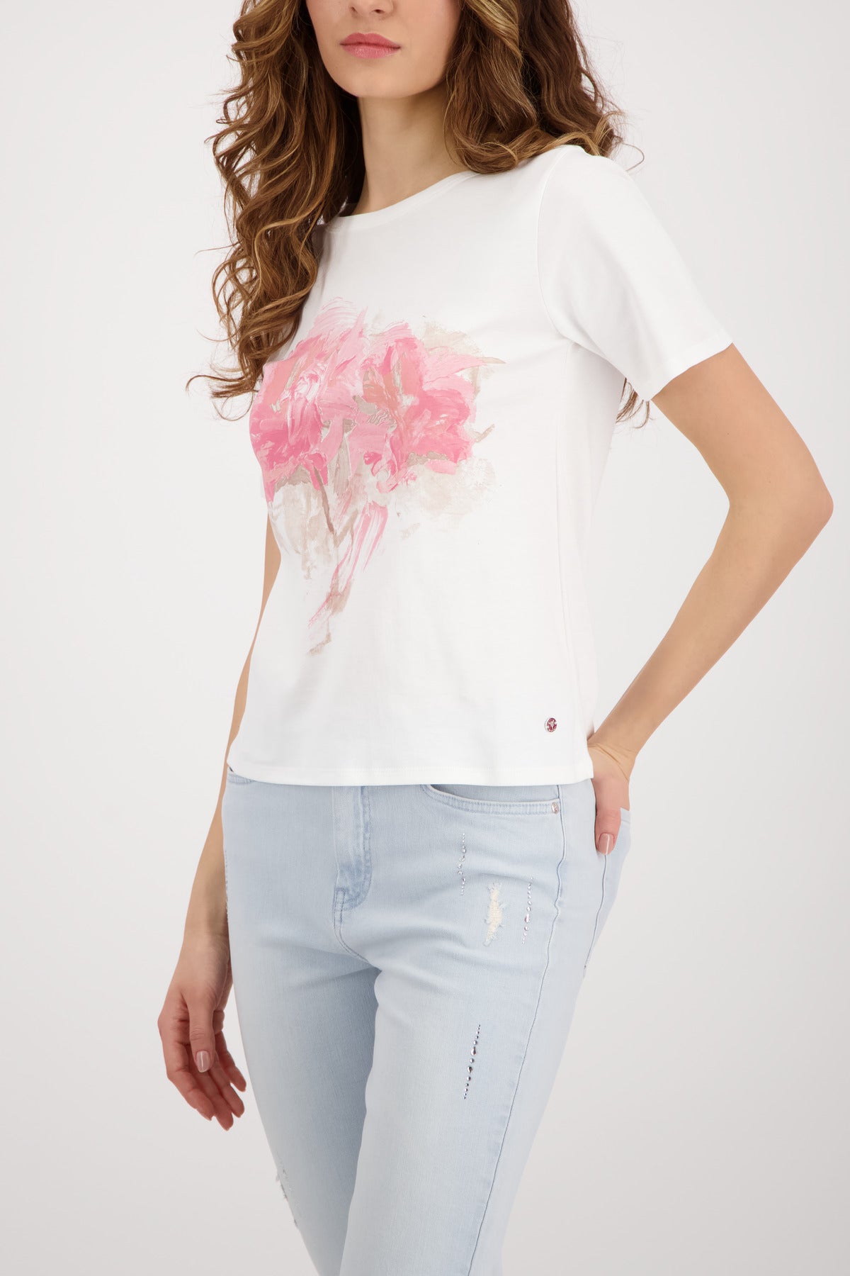Off White Blurred Flower Top - 410135