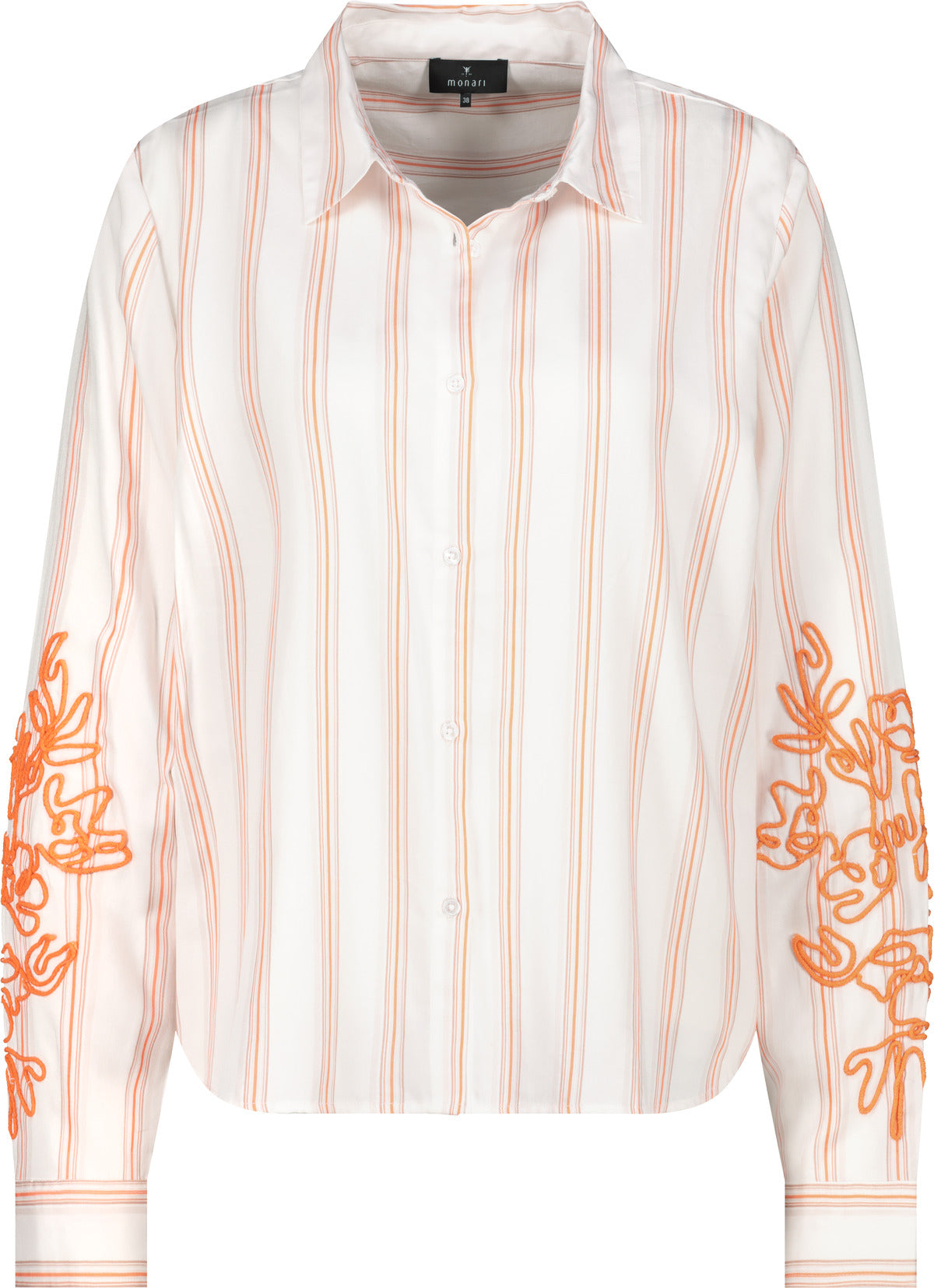 Off White Striped Embroidered Blouse - 410249