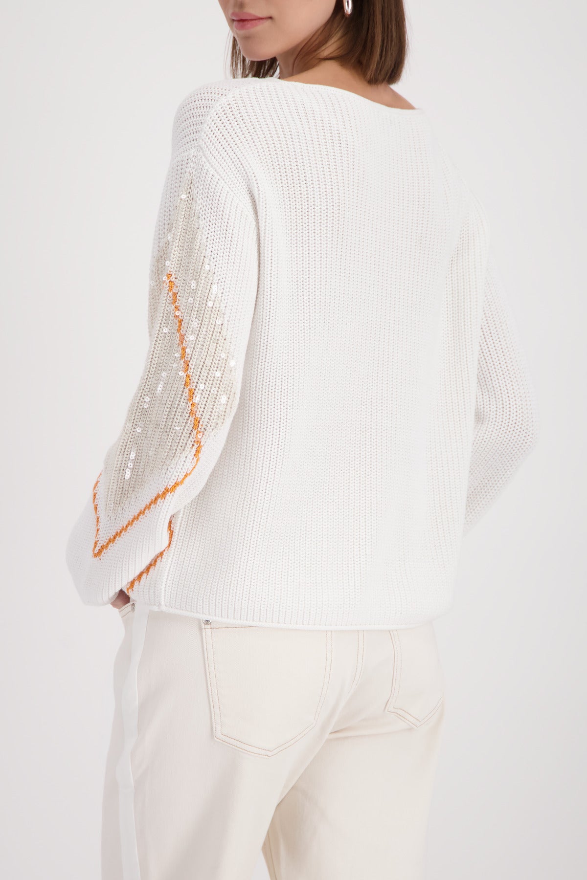 Off White Diamond Pattern Sweater - 410281