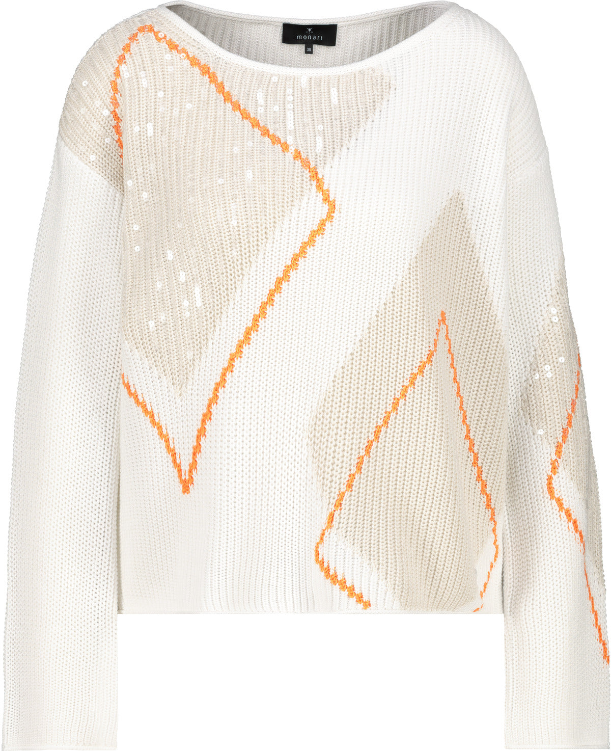 Off White Diamond Pattern Sweater - 410281