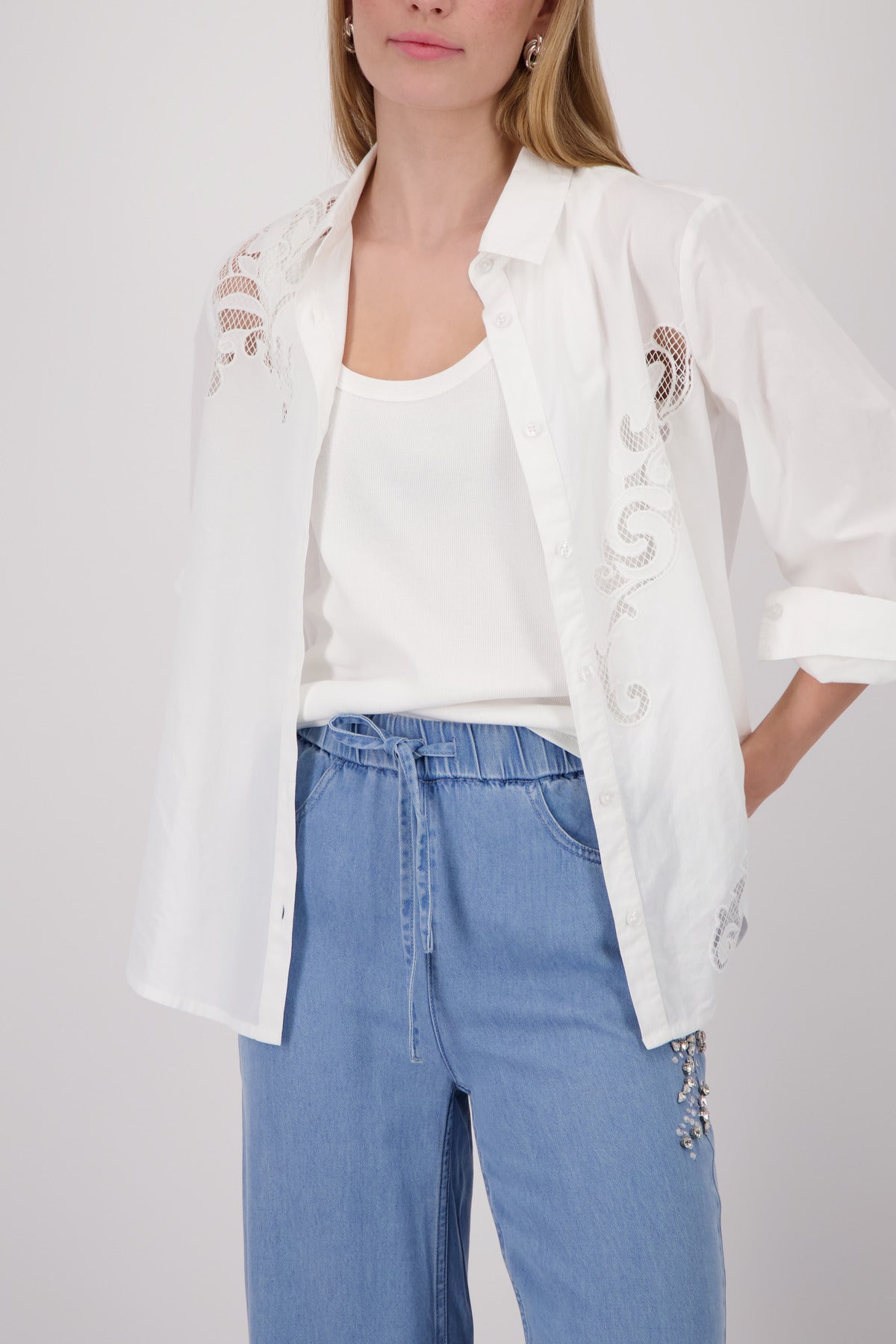 White Embroidered Shirt - 410837