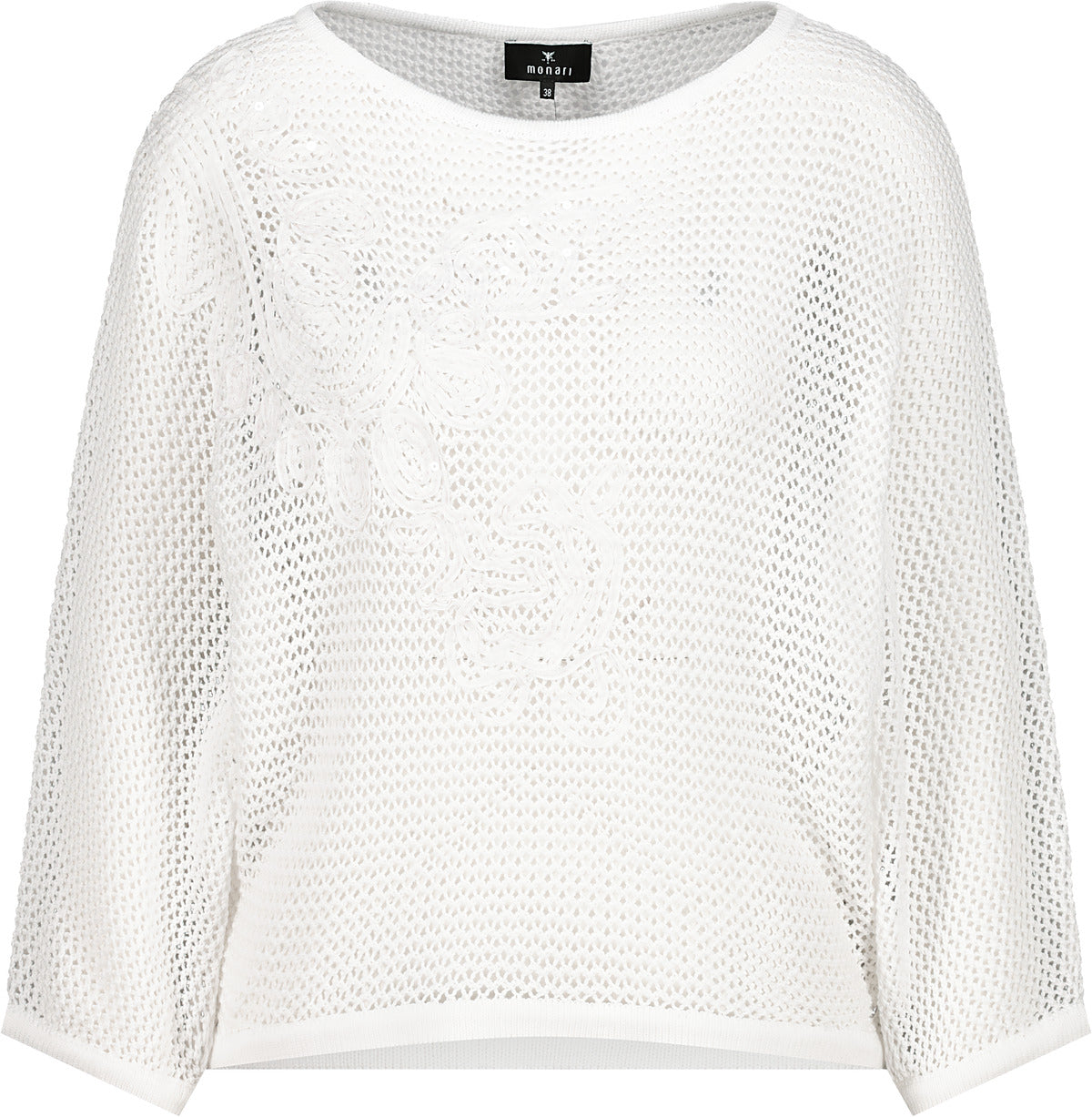 White Crochet Knit Sweater - 410897