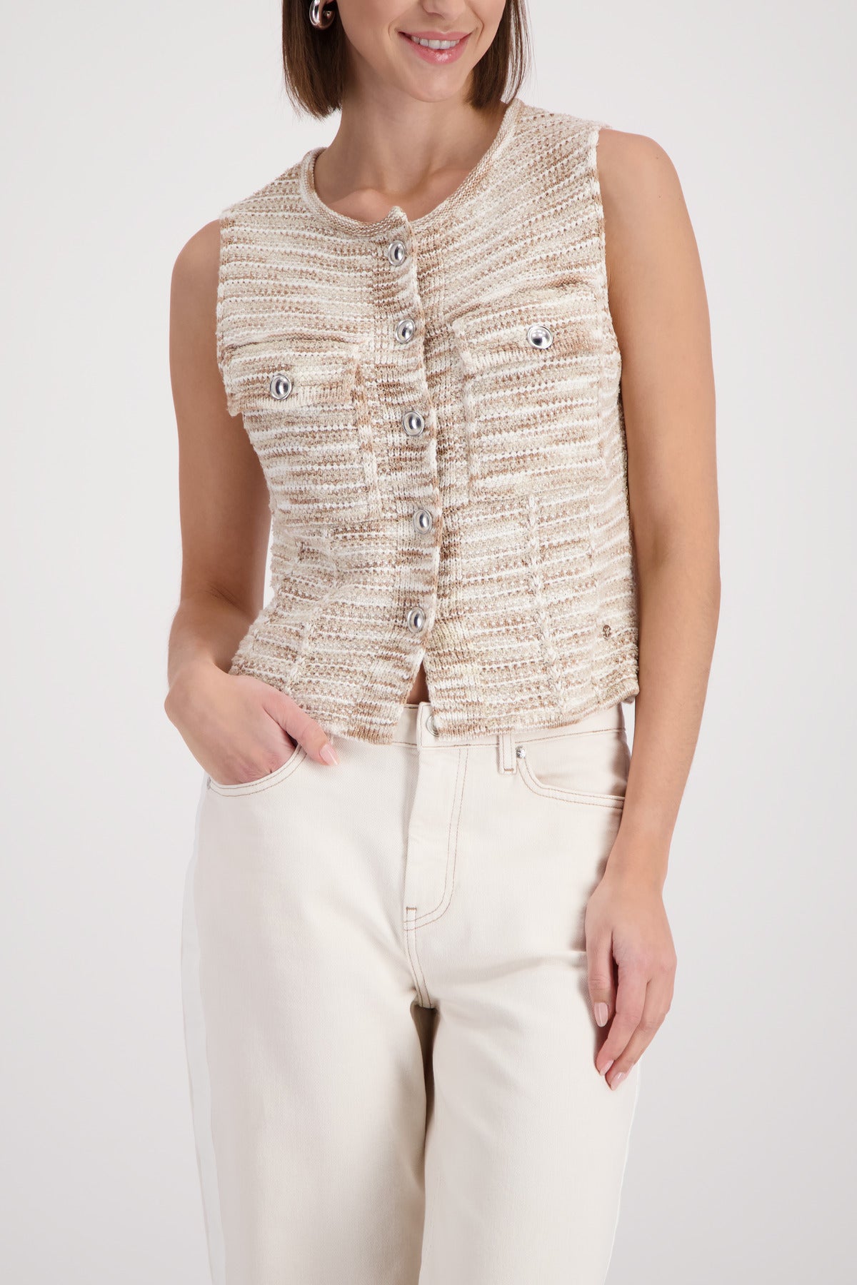Champagne Beige Sleeveless Vest - 410244
