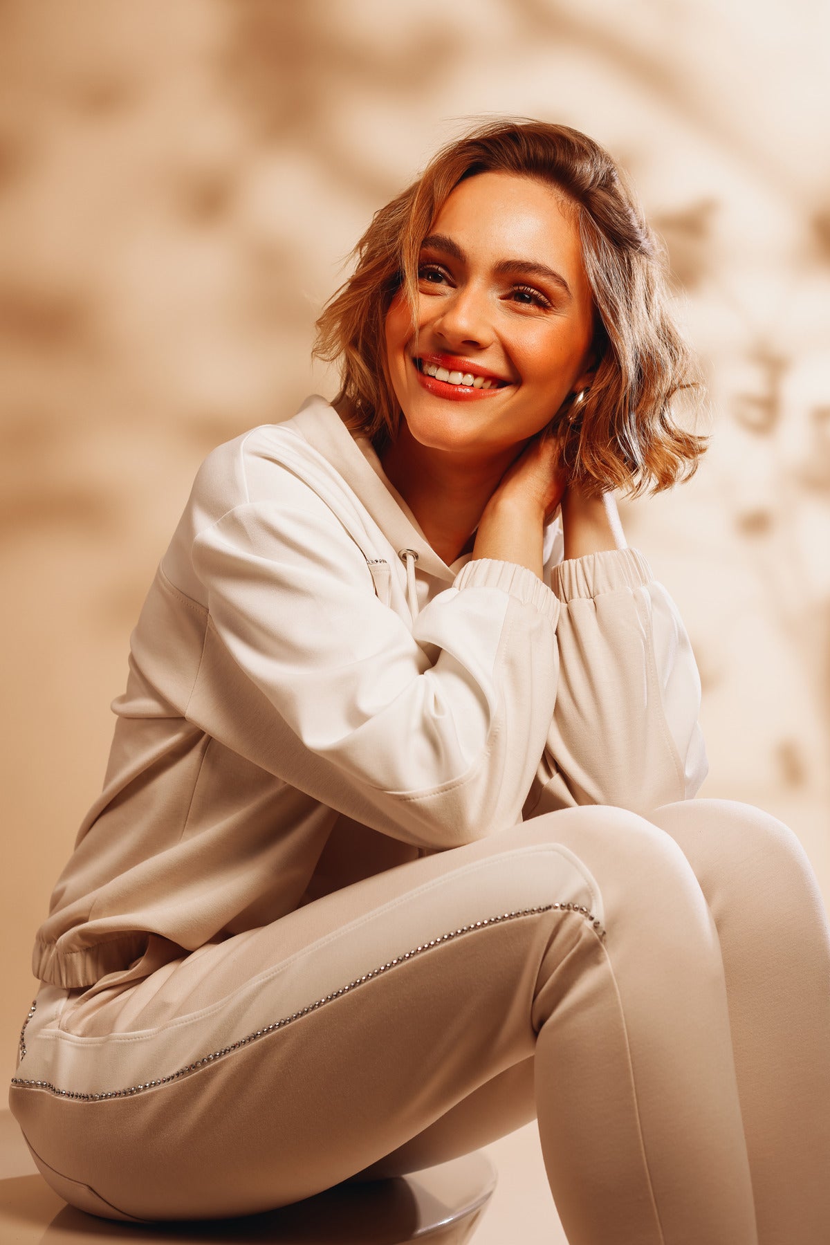 Champagne Beige Drawstring Pants - 410311