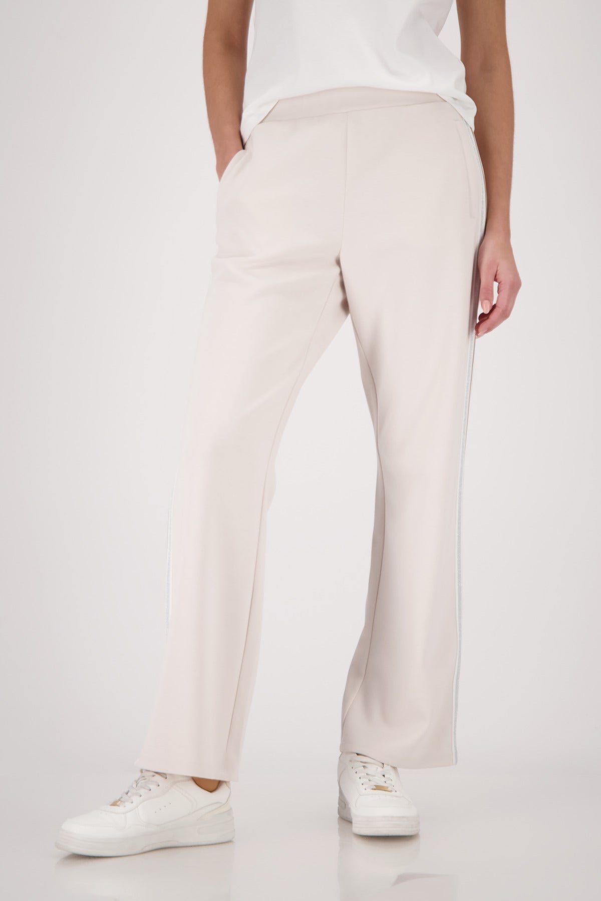 Champagne Beige Striped Pants - 410336