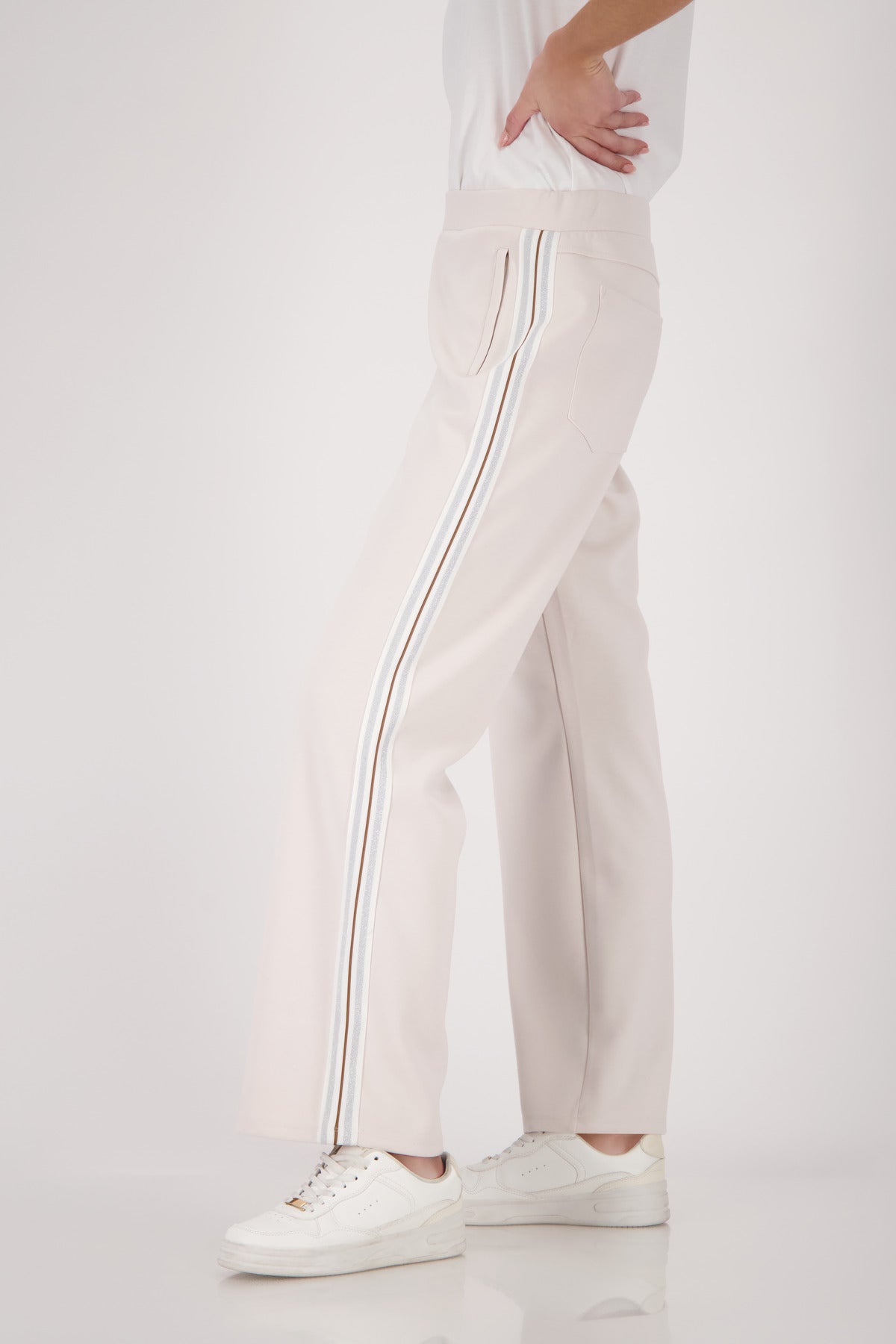 Champagne Beige Striped Pants - 410336