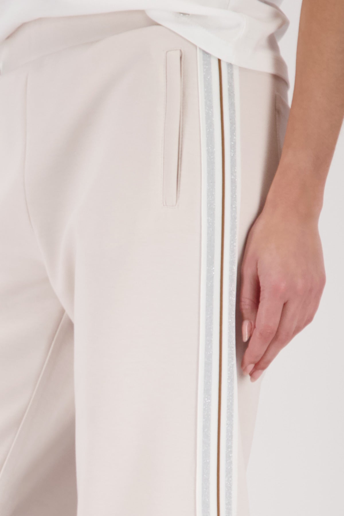 Champagne Beige Striped Pants - 410336
