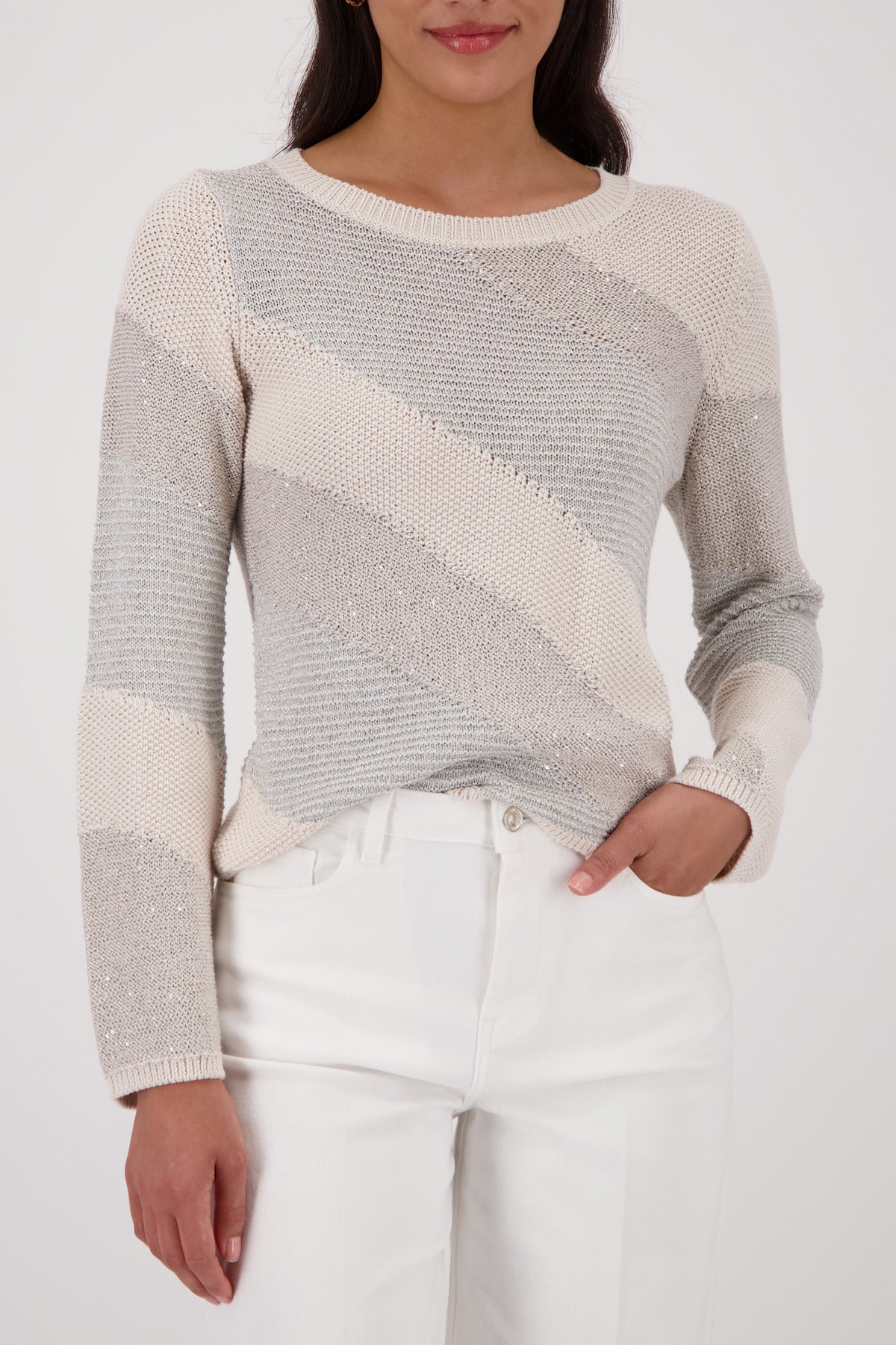 Champagne Beige Stripe Sweater - 410416