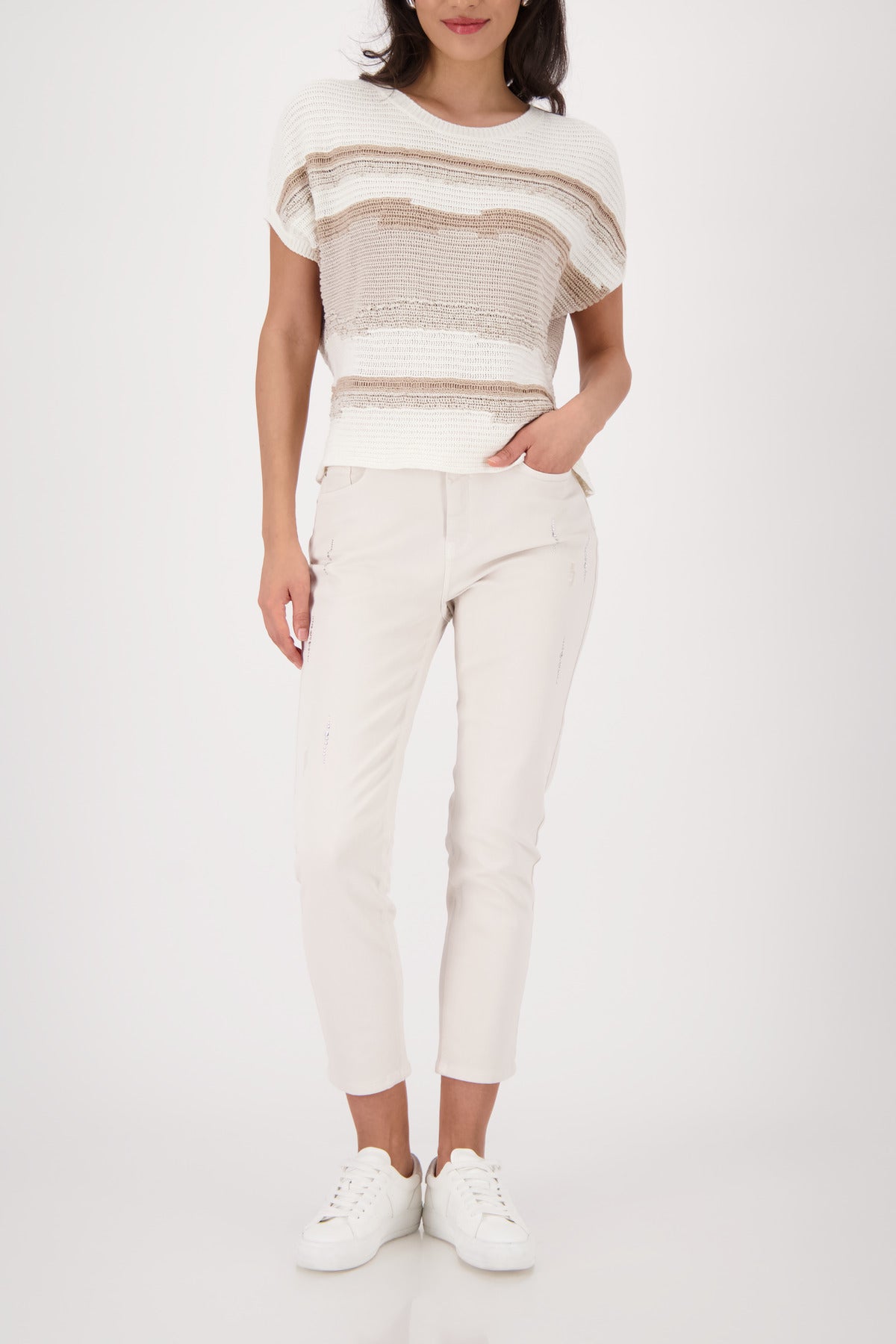 Champagne Beige Mix Stripe Top - 410442