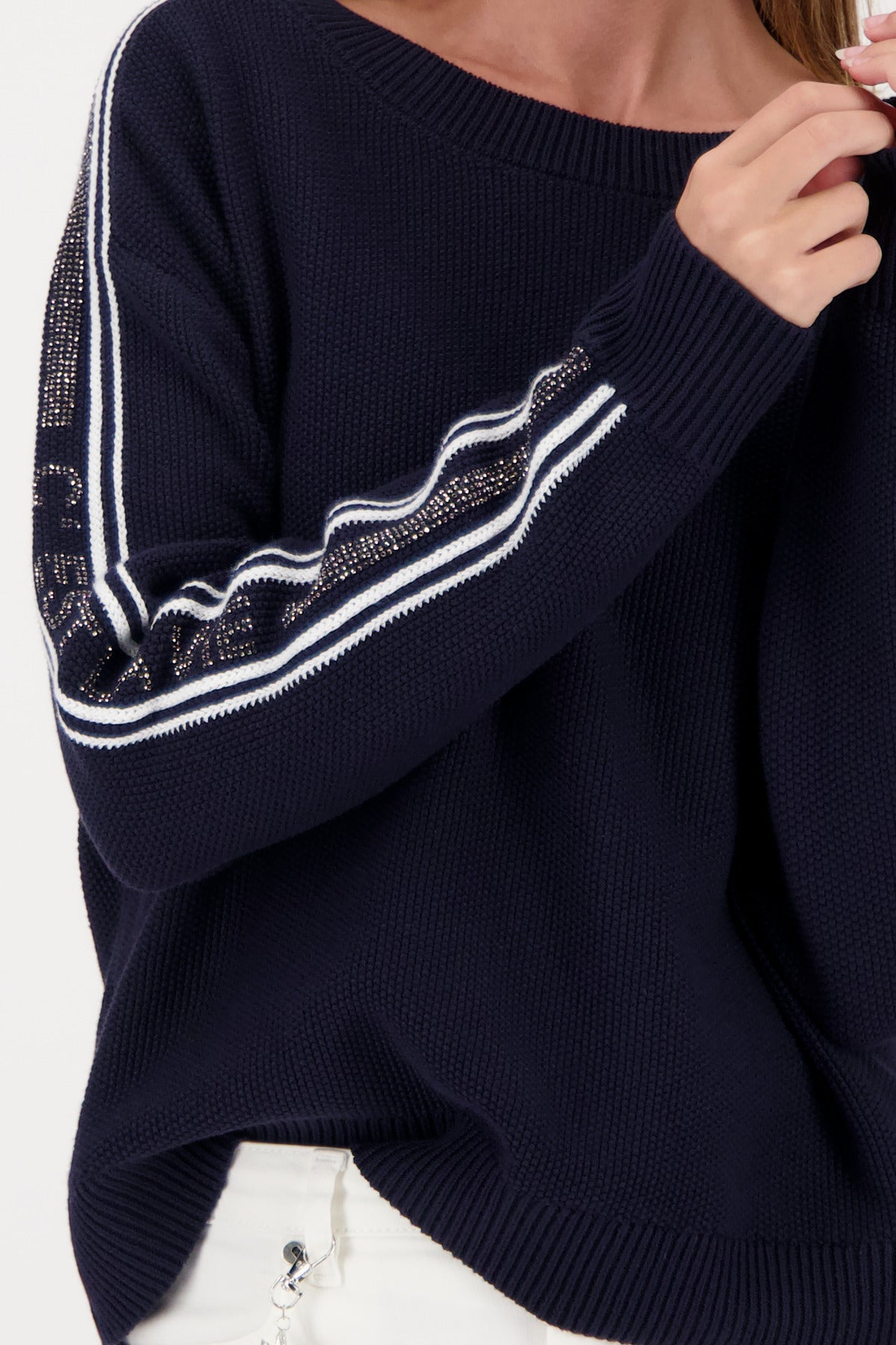 Marine Embellished Stripe Sweater - 410385